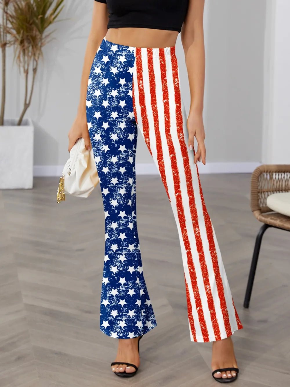 FAM-FAM Star & Stripes High Waist Bootcut Pants - Lookzlike