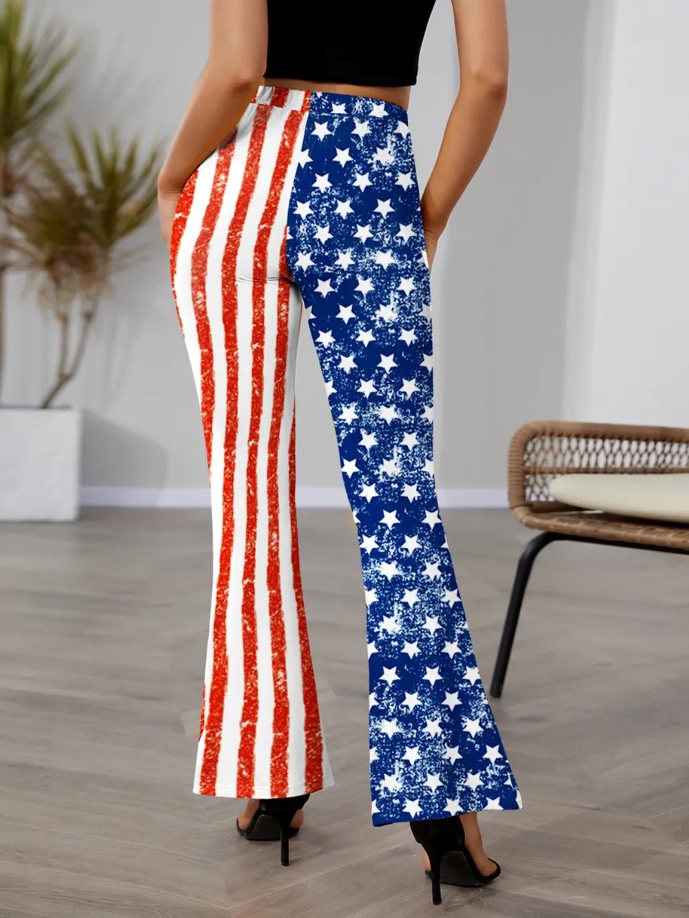 FAM-FAM Star & Stripes High Waist Bootcut Pants - Lookzlike