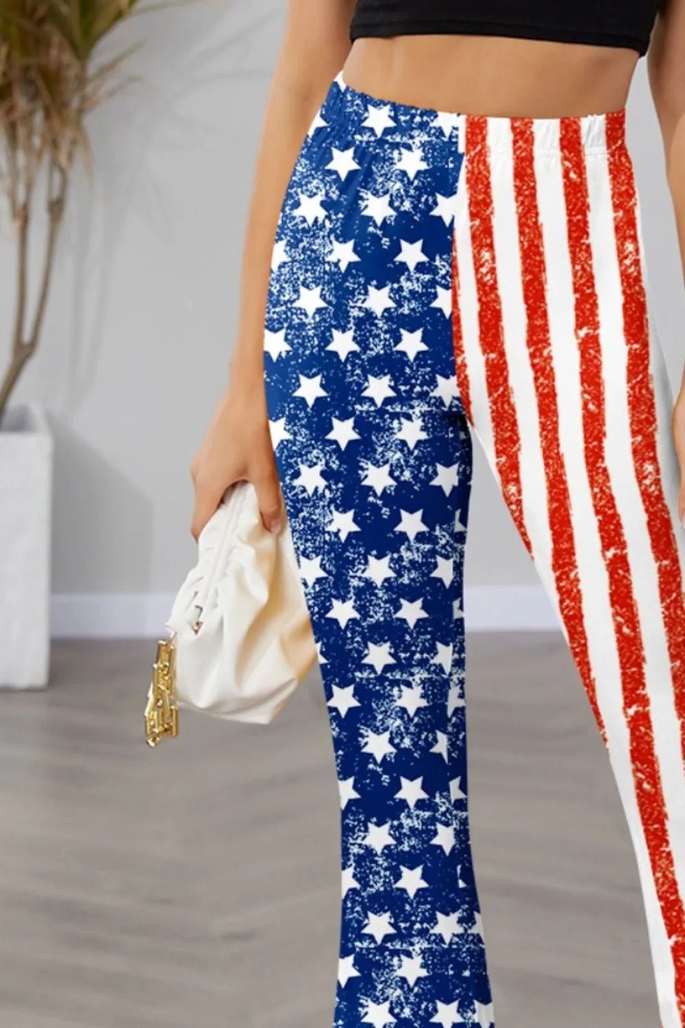 FAM-FAM Star & Stripes High Waist Bootcut Pants - Lookzlike