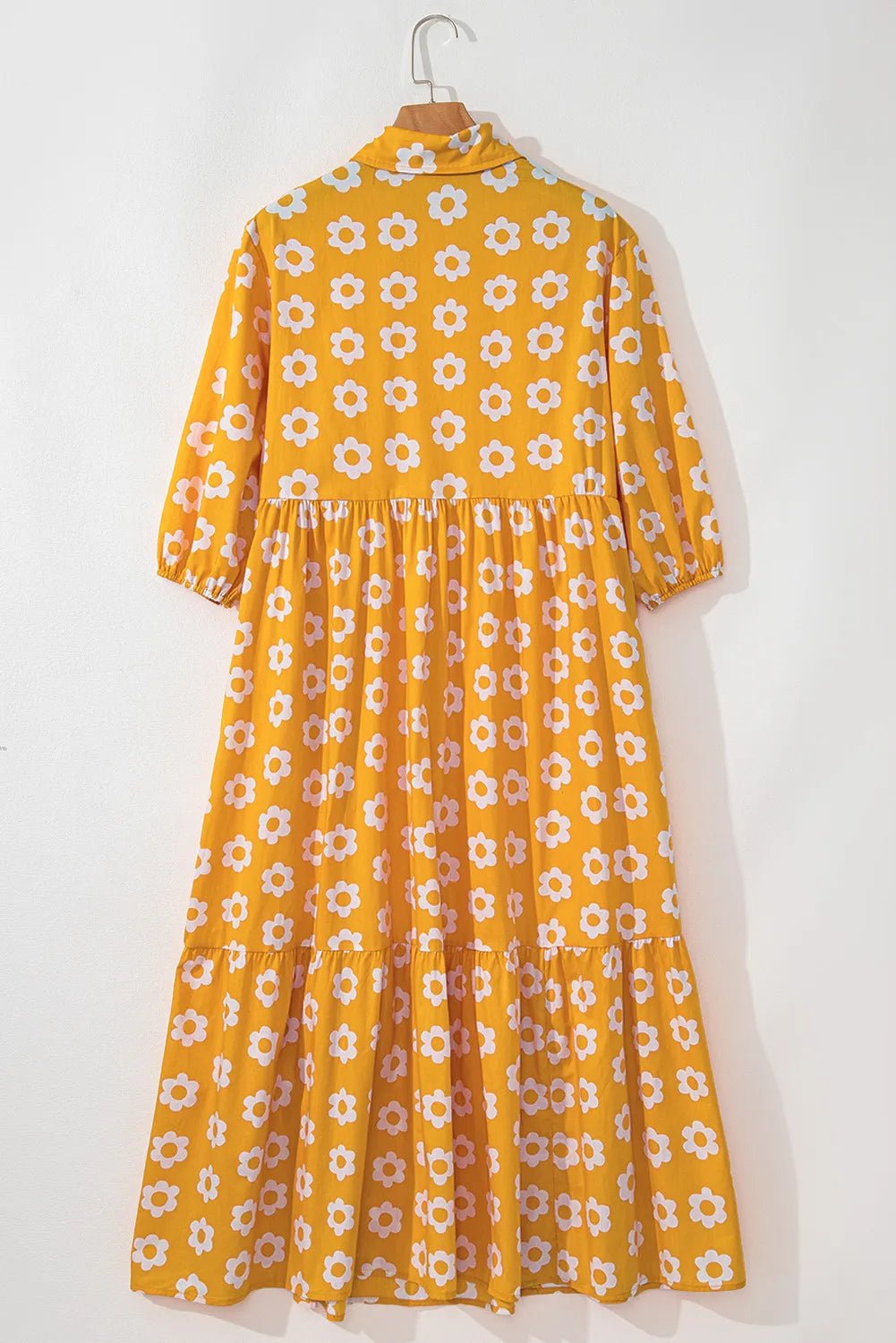Floral Collared Neck Three-Quarter Sleeve Dress designed for comfort and style at Lookzlike