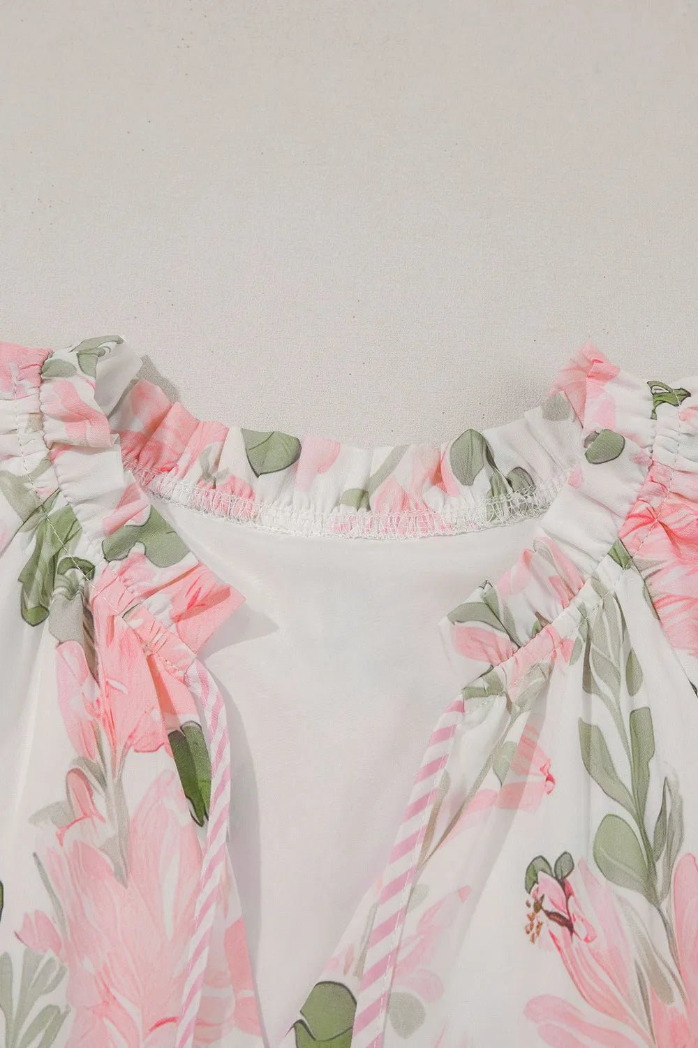 Floral Contrast Edge Layered Short Sleeve Mini Dress - Lookzlike
