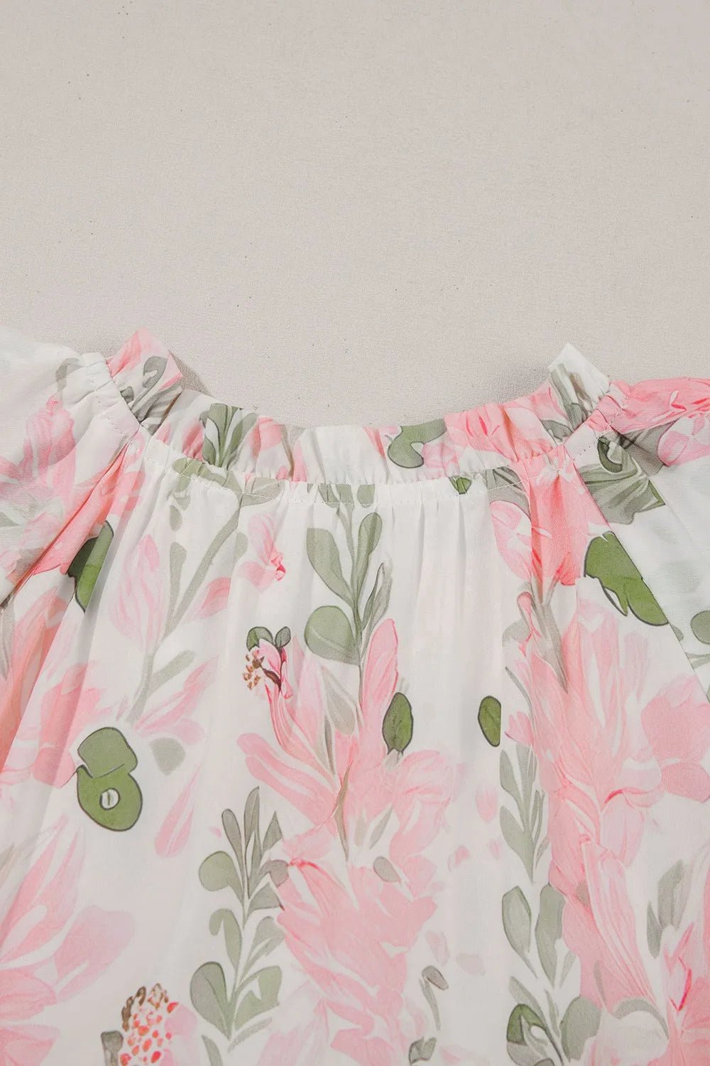 Floral Contrast Edge Layered Short Sleeve Mini Dress - Lookzlike