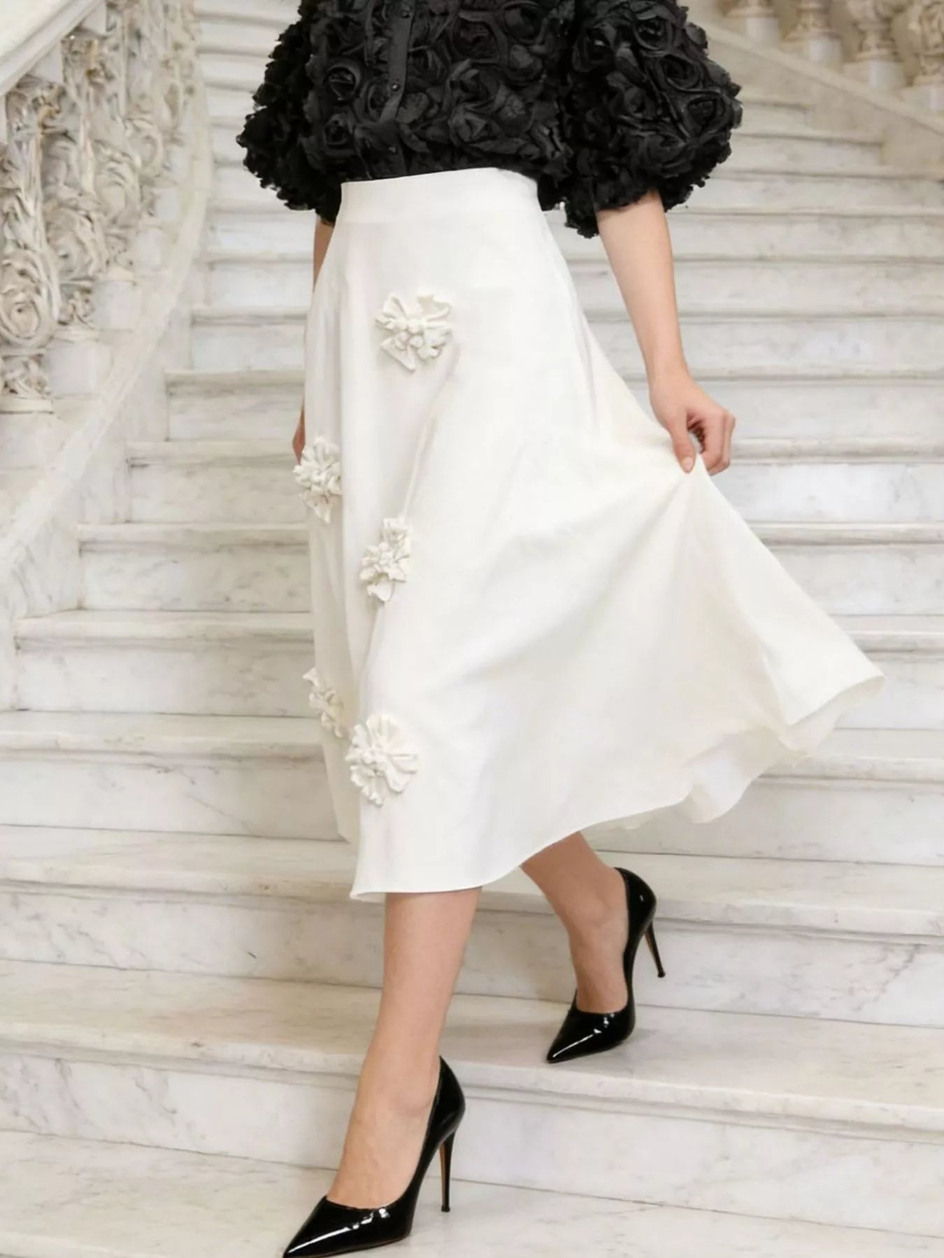 Floral Embellished Midi Skirt designed for comfort and style at Lookzlike