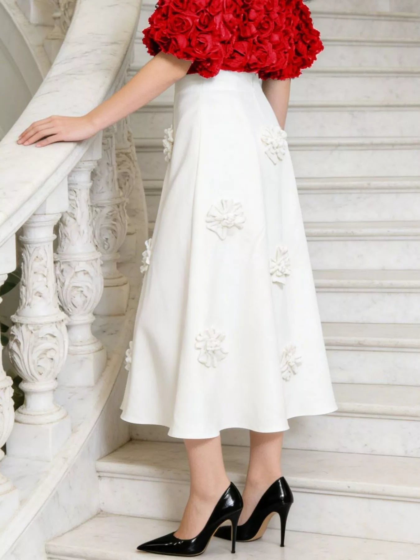 Floral Embellished Midi Skirt designed for comfort and style at Lookzlike