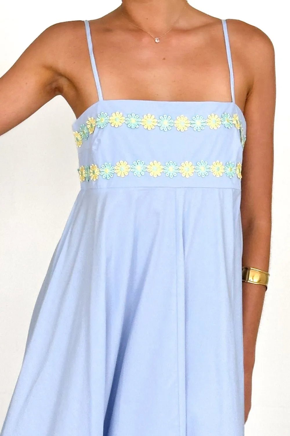 Floral Embroidered Spaghetti Strap Maxi Dress - Lookzlike