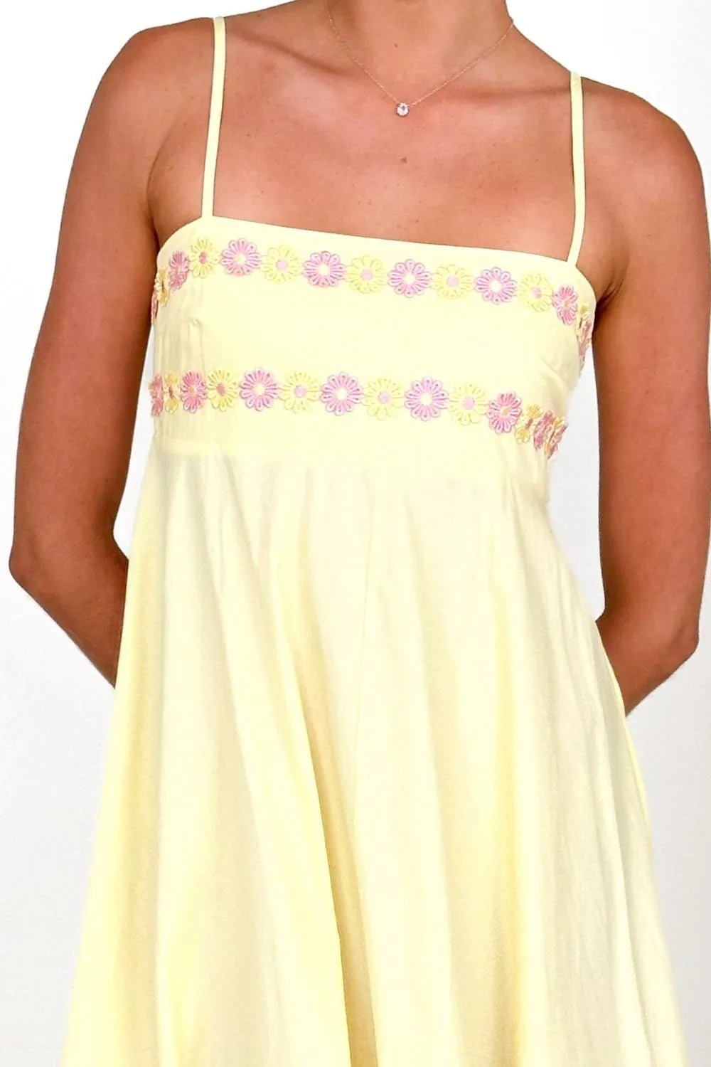 Floral Embroidered Spaghetti Strap Maxi Dress - Lookzlike