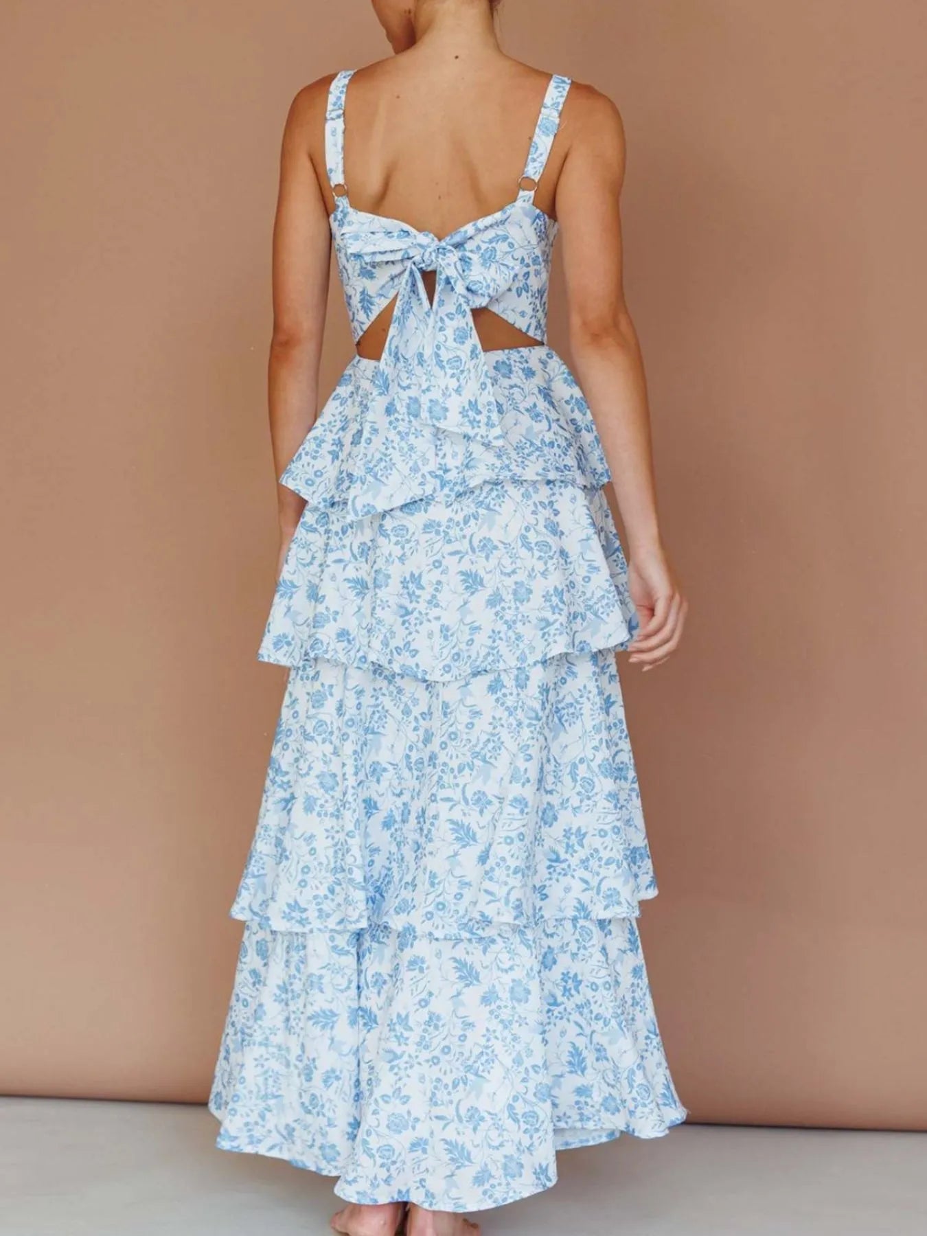 Floral Layered Ruffle Maxi Dress - Lookzlike