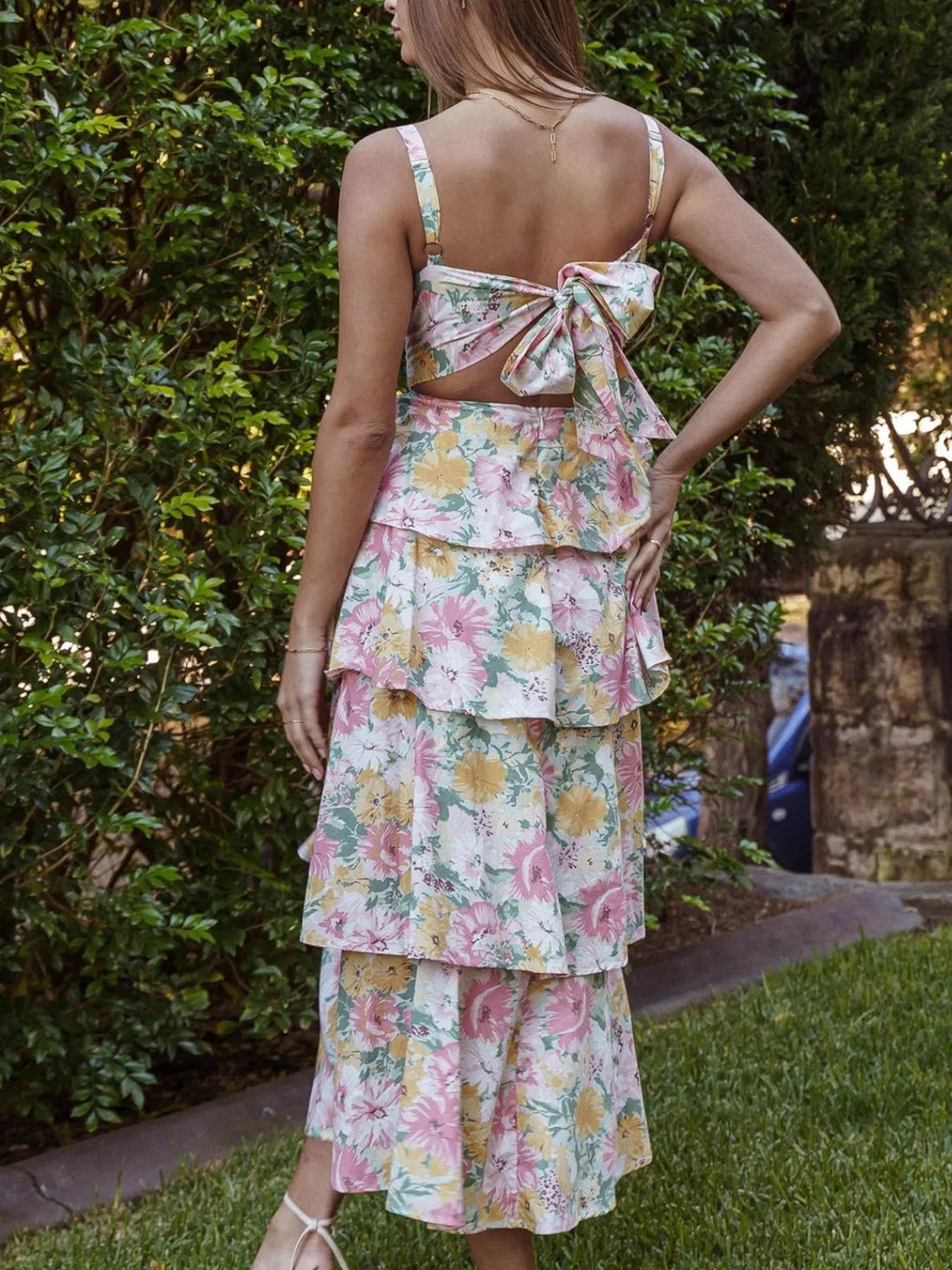 Floral Layered Ruffle Maxi Dress - Lookzlike