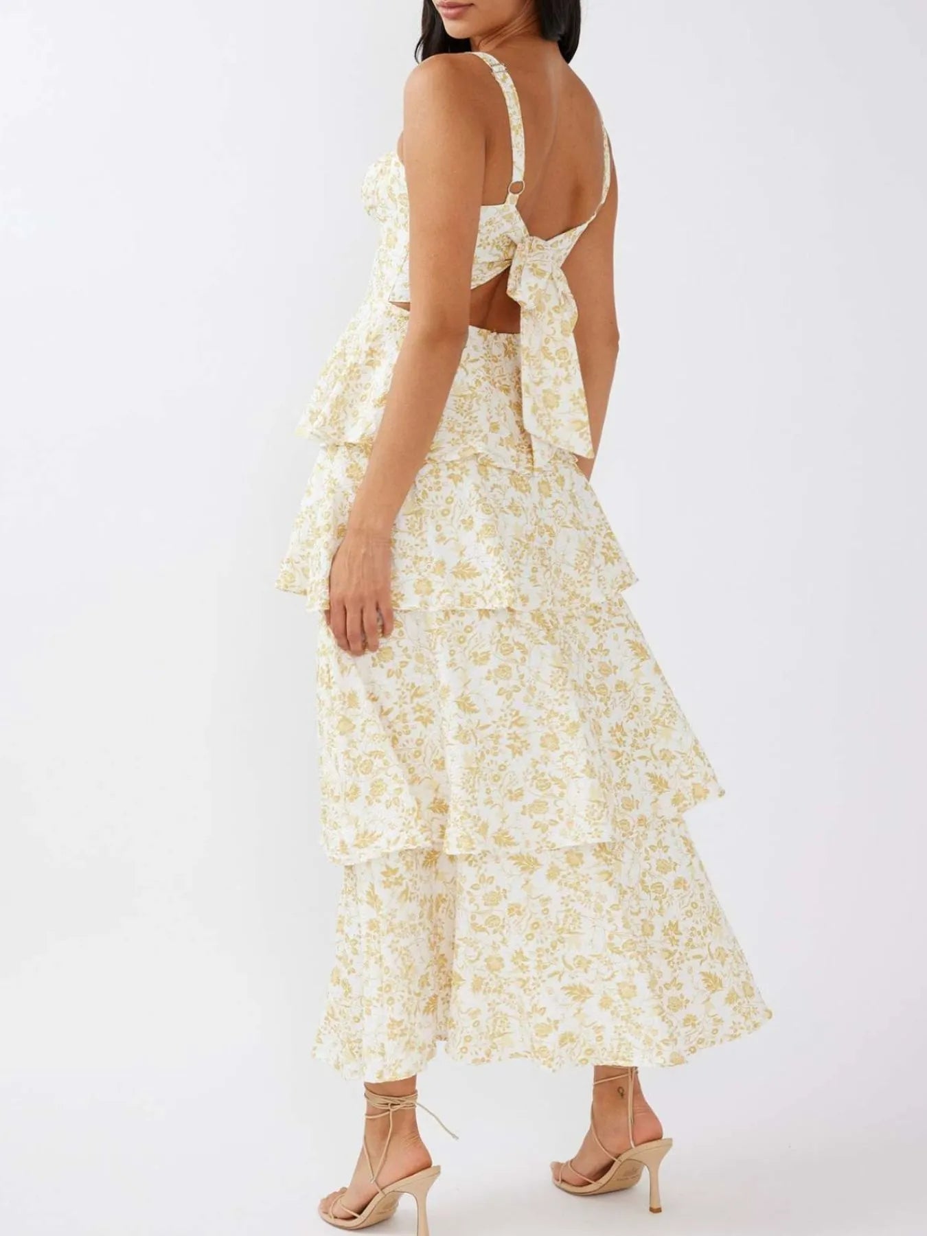 Floral Layered Ruffle Maxi Dress - Lookzlike