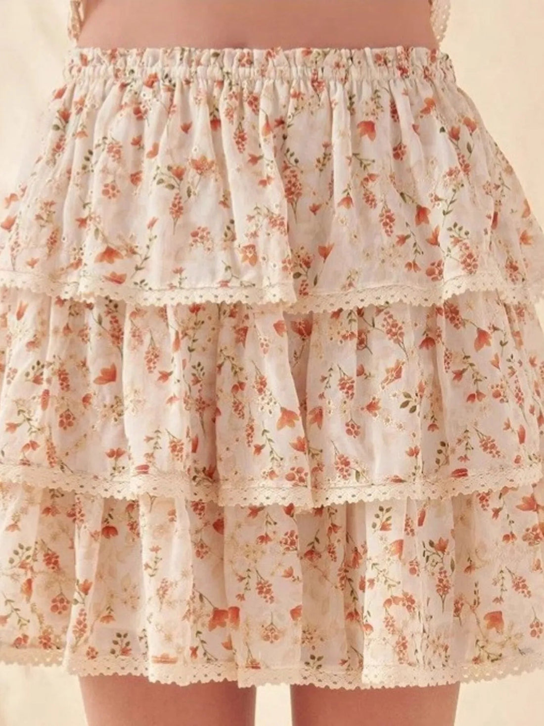 Floral Layered Ruffle Mini Skirt - Lookzlike