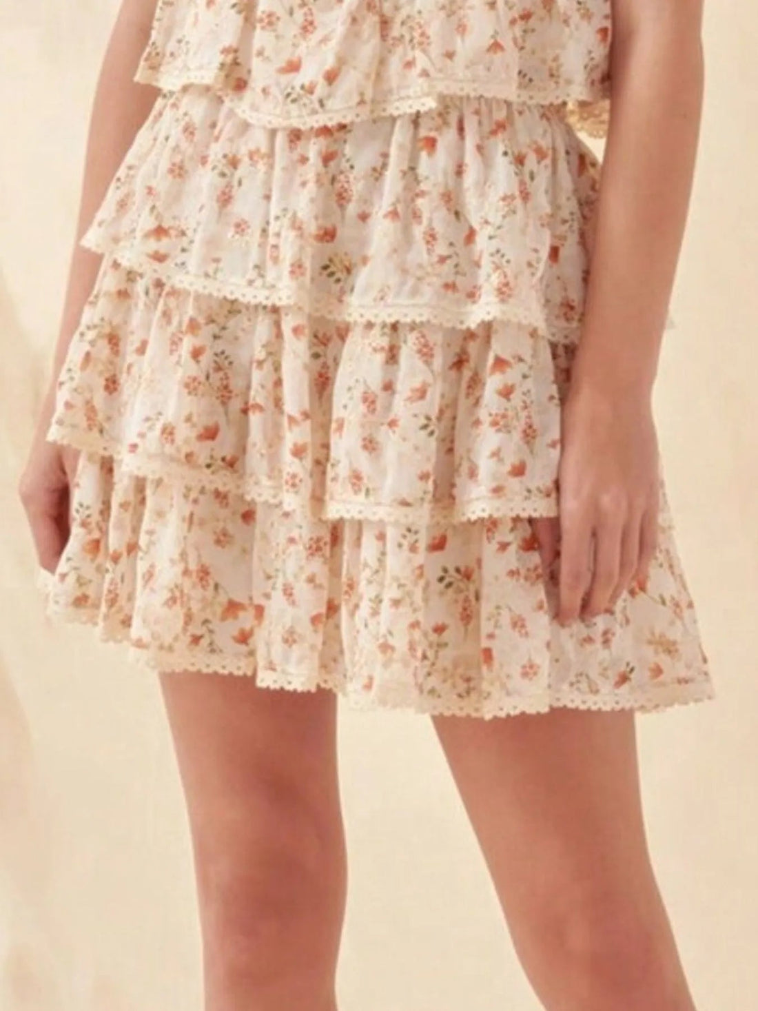 Floral Layered Ruffle Mini Skirt - Lookzlike