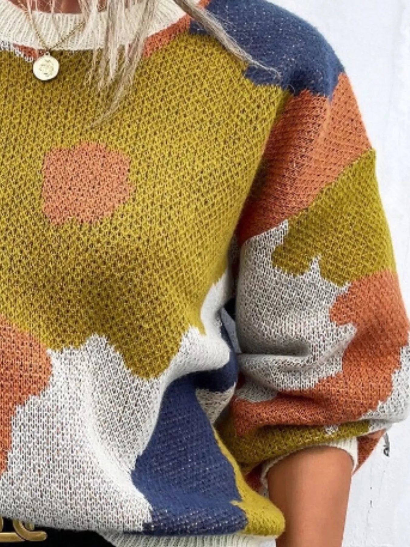 Floral Pattern Round Neck Sweater designed for comfort and style at Lookzlike