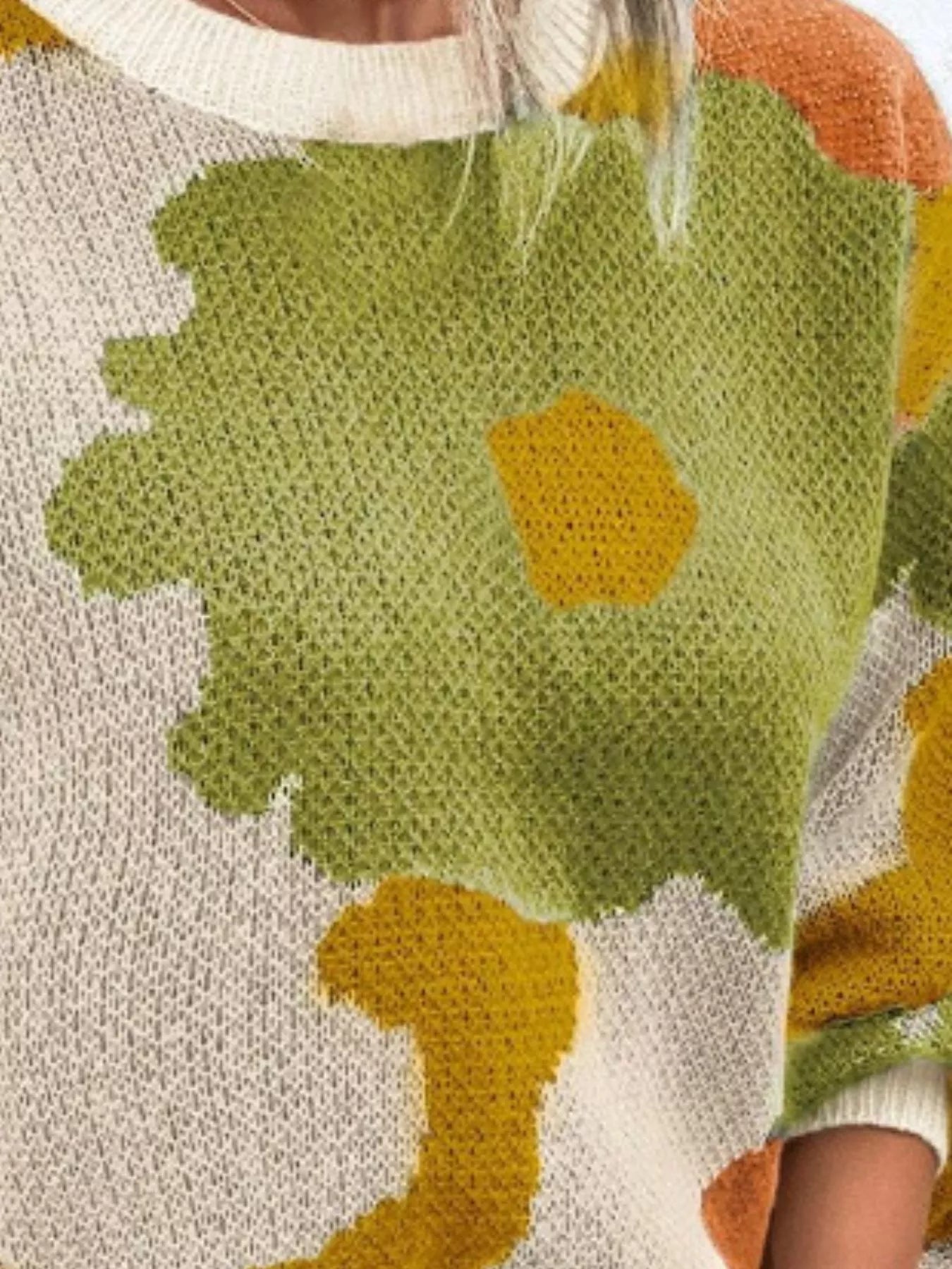 Floral Pattern Round Neck Sweater designed for comfort and style at Lookzlike