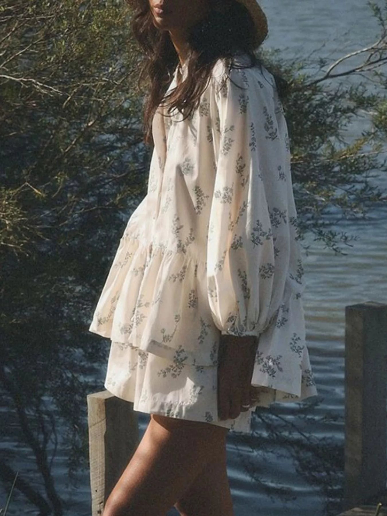 Floral Print Balloon Sleeve Top and Shorts Set designed for comfort and style at Lookzlike