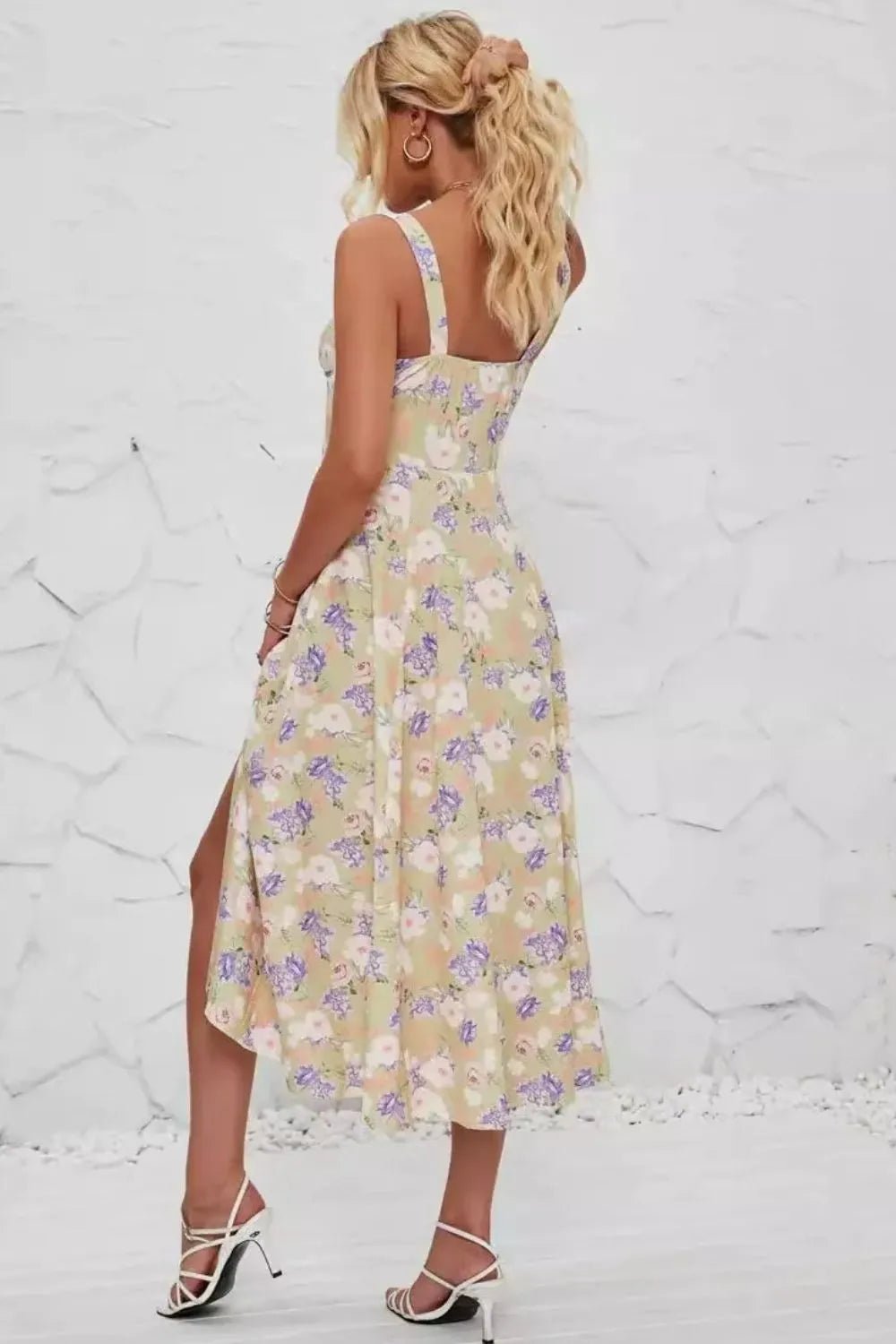 Floral Print Cami Dress with Side Slit designed for comfort and style at Lookzlike