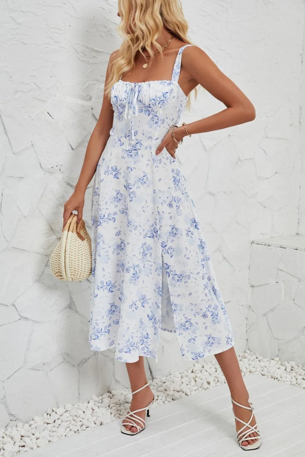 Floral Print Cami Dress with Side Slit designed for comfort and style at Lookzlike