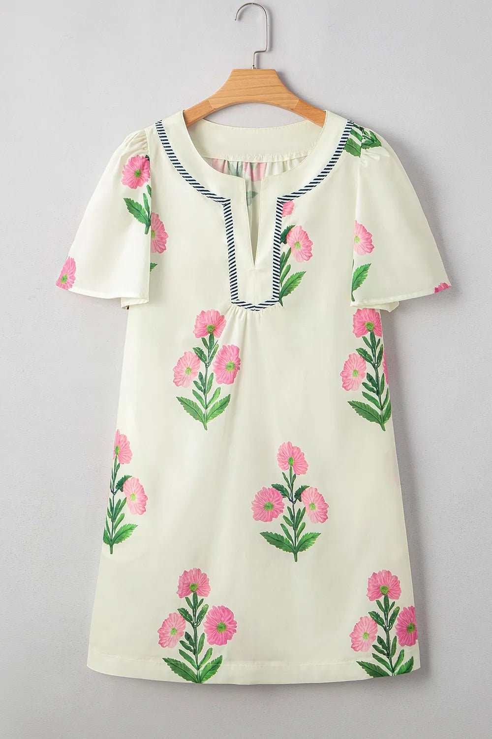 Floral Print Flutter Sleeve Summer Mini Dress - Lookzlike