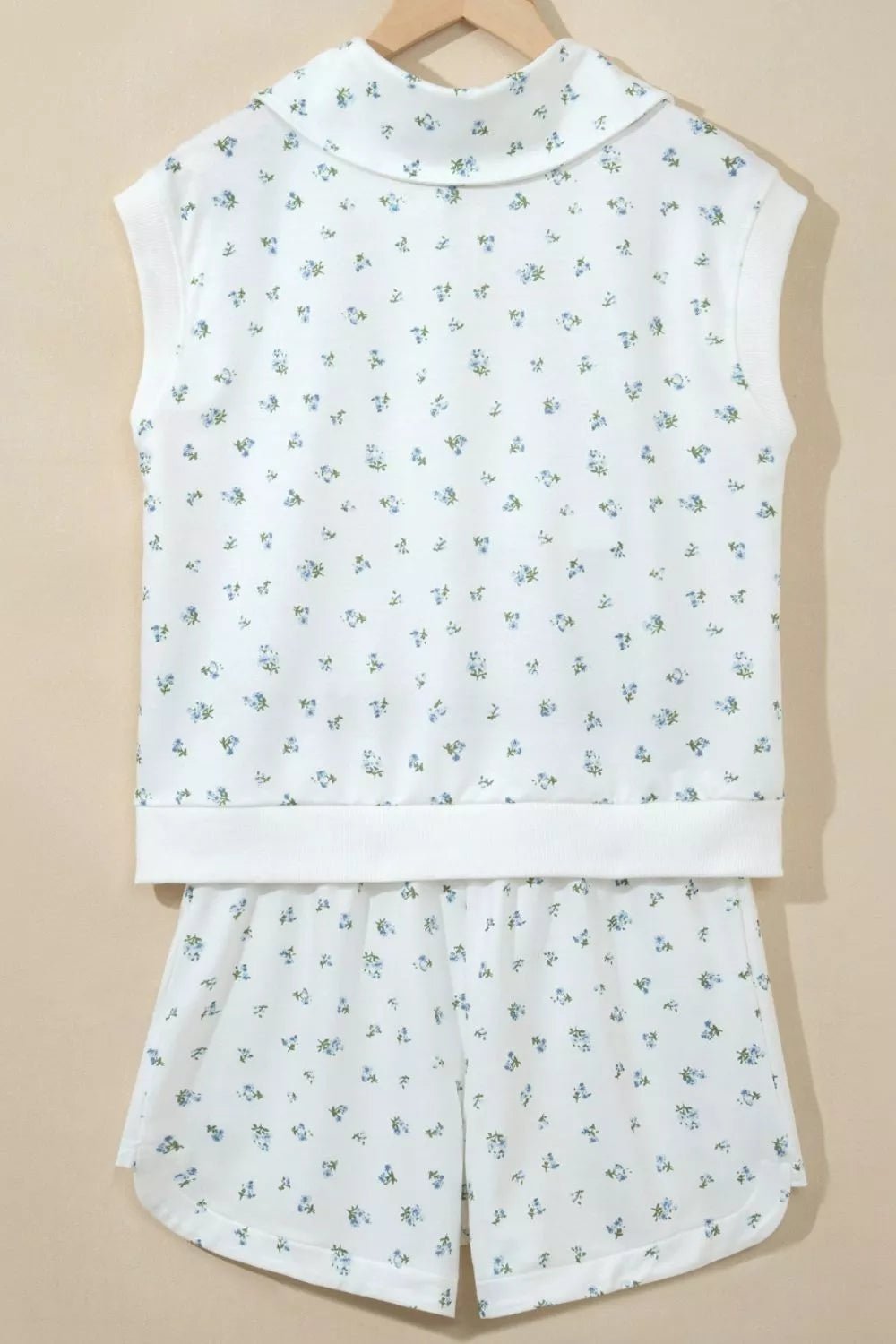 Floral Print Half Zip Top Matching Short Set designed for comfort and style at Lookzlike