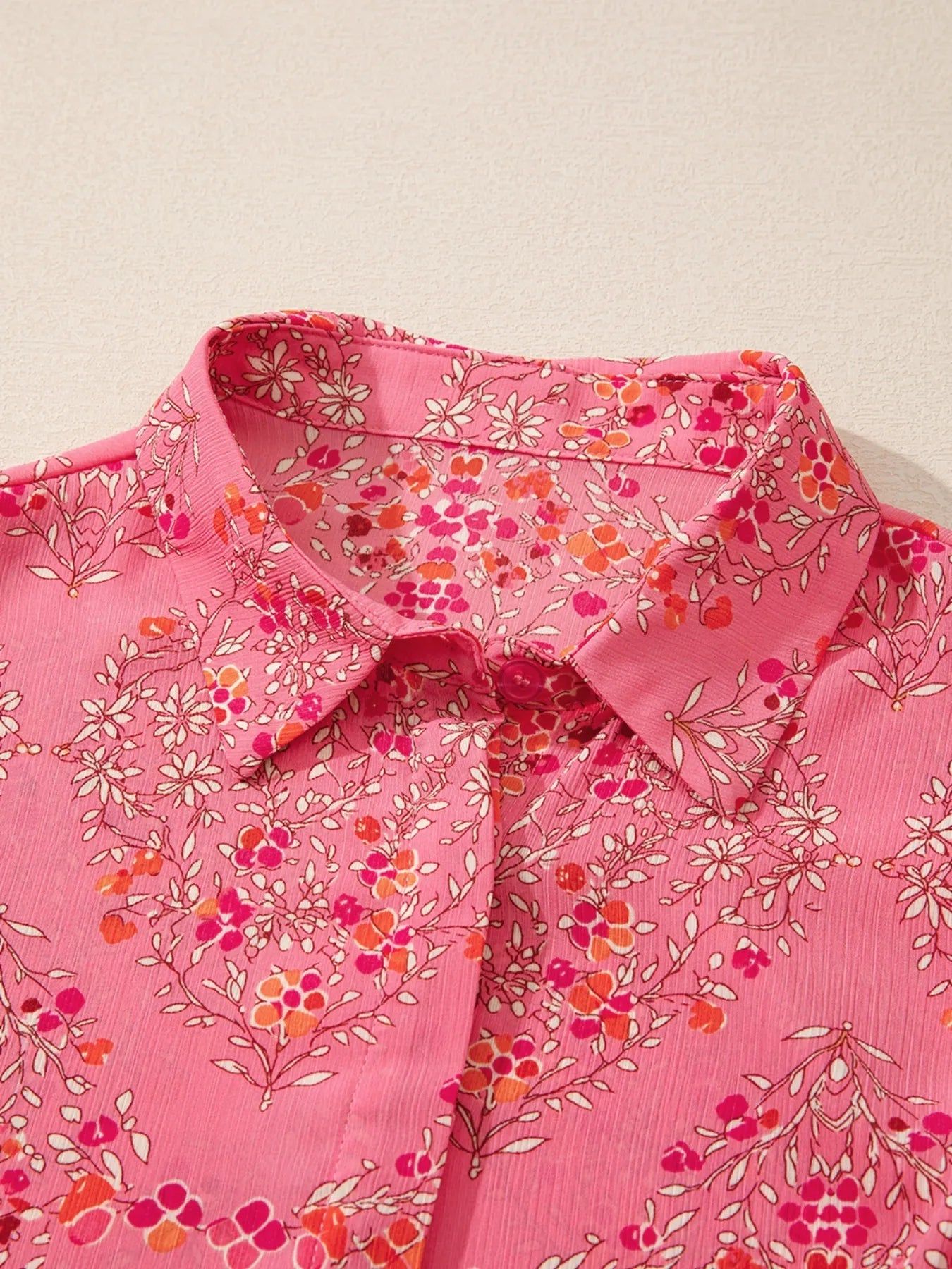Floral Print Lantern Sleeve Loose Shirt - Lookzlike