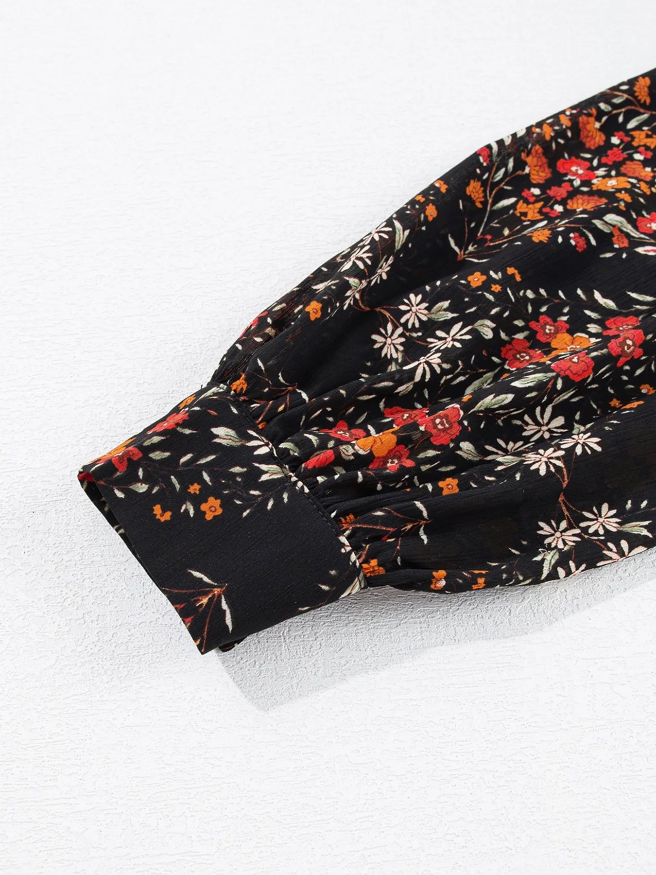 Floral Print Lantern Sleeve Loose Shirt - Lookzlike