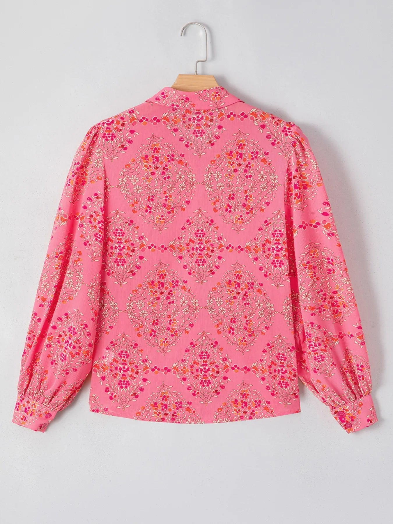 Floral Print Lantern Sleeve Loose Shirt - Lookzlike