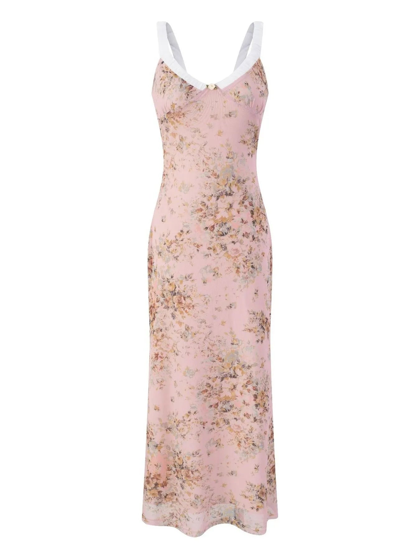 Floral Print Maxi Cami Dress with V-Neck - Lookzlike