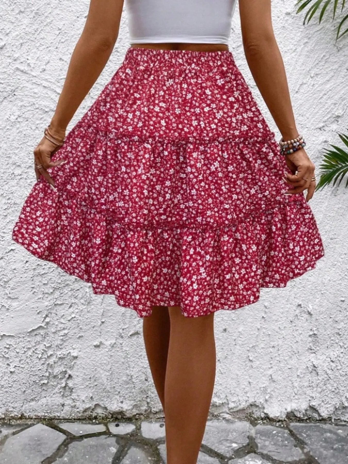 Floral Print Midi Skirt - Lookzlike