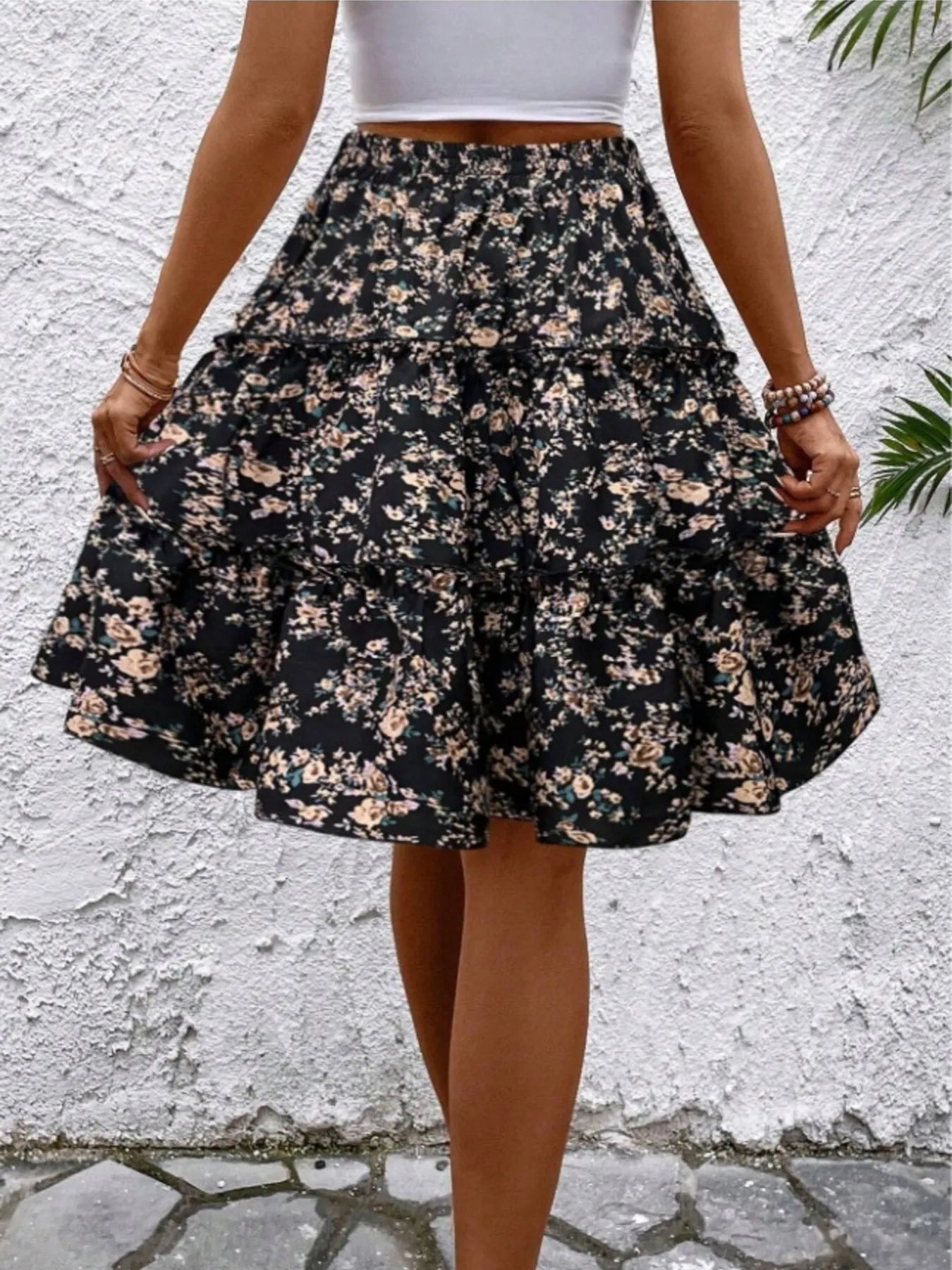 Floral Print Midi Skirt - Lookzlike