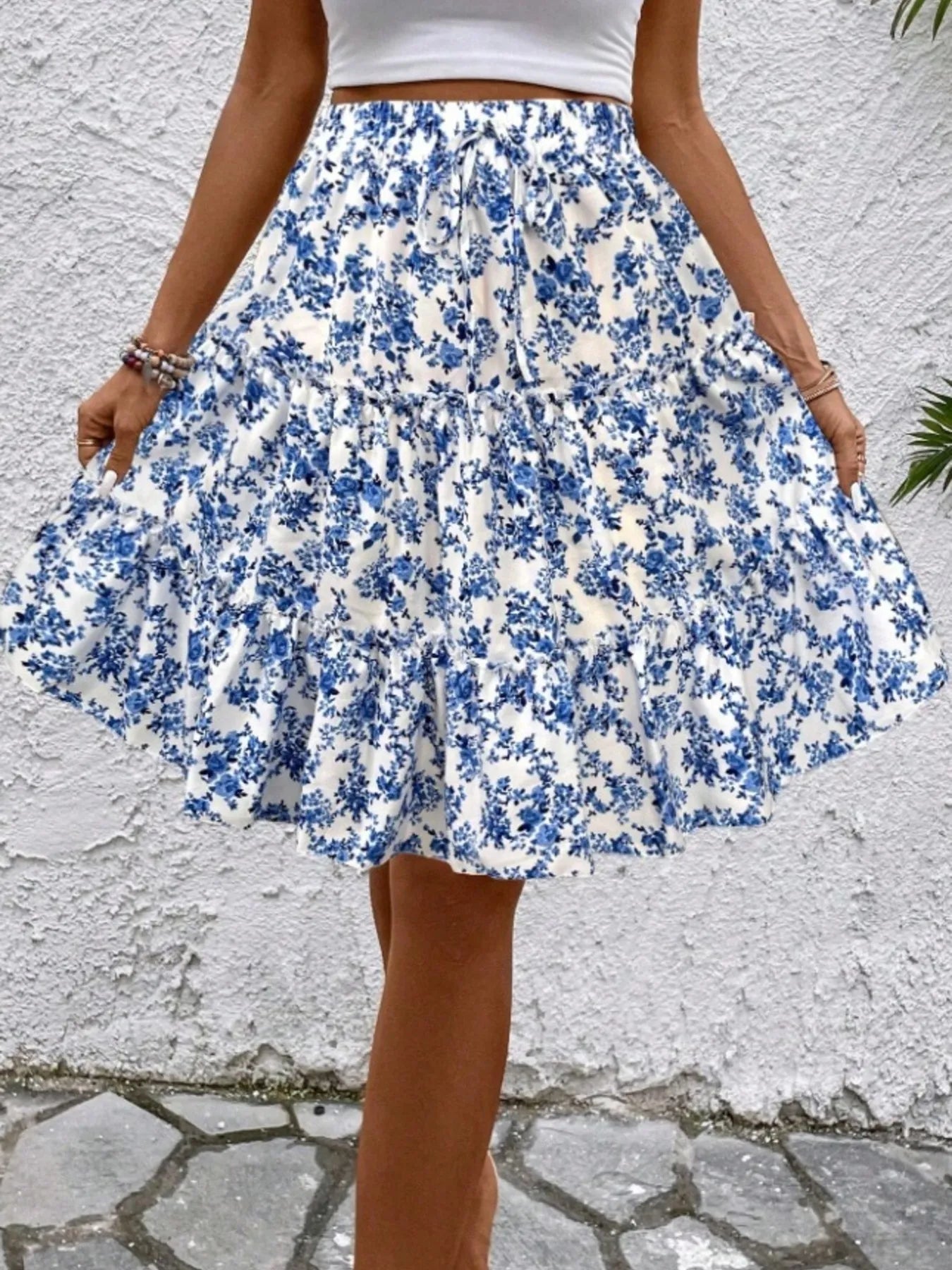 Floral Print Midi Skirt - Lookzlike