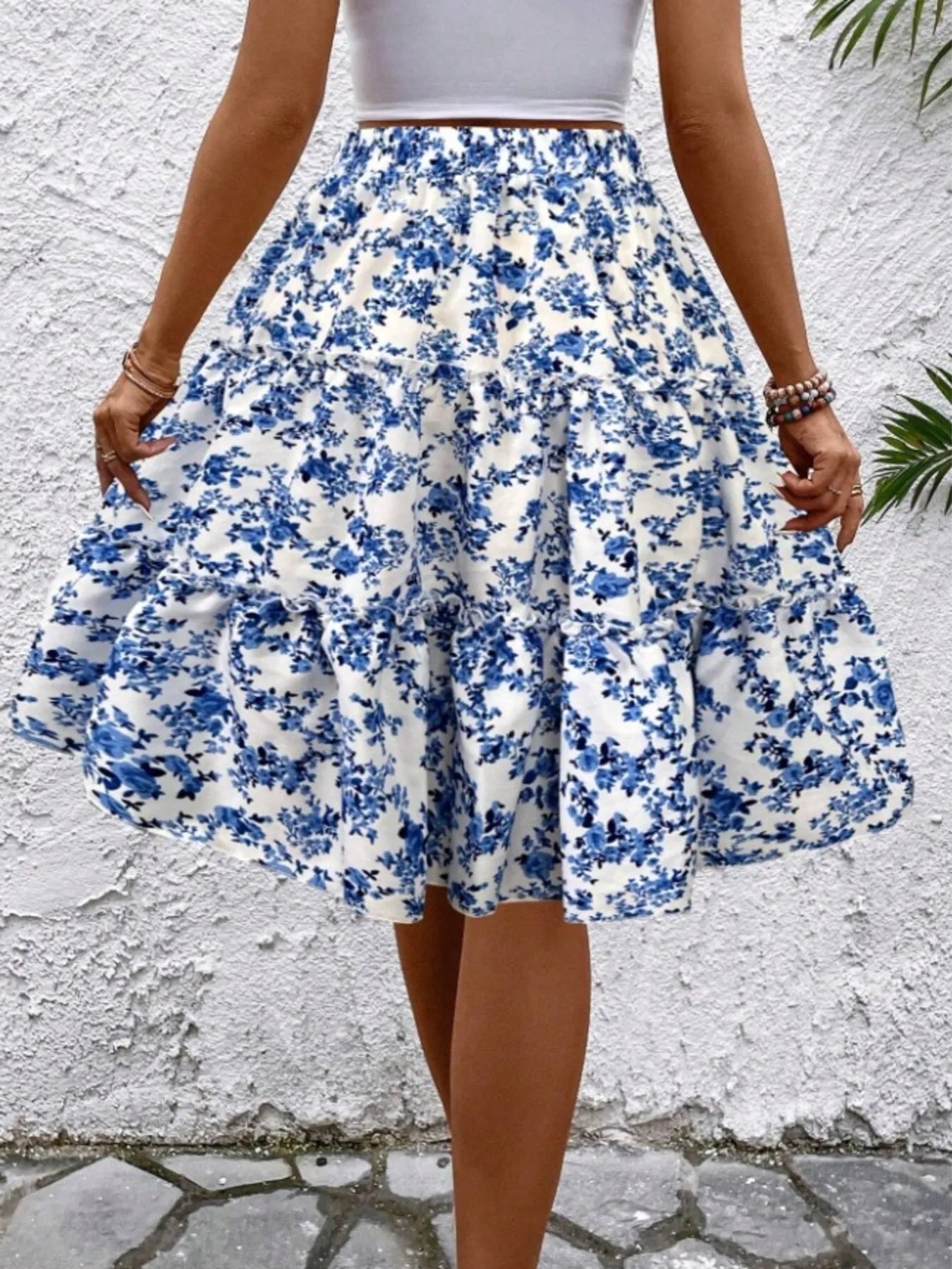 Floral Print Midi Skirt - Lookzlike
