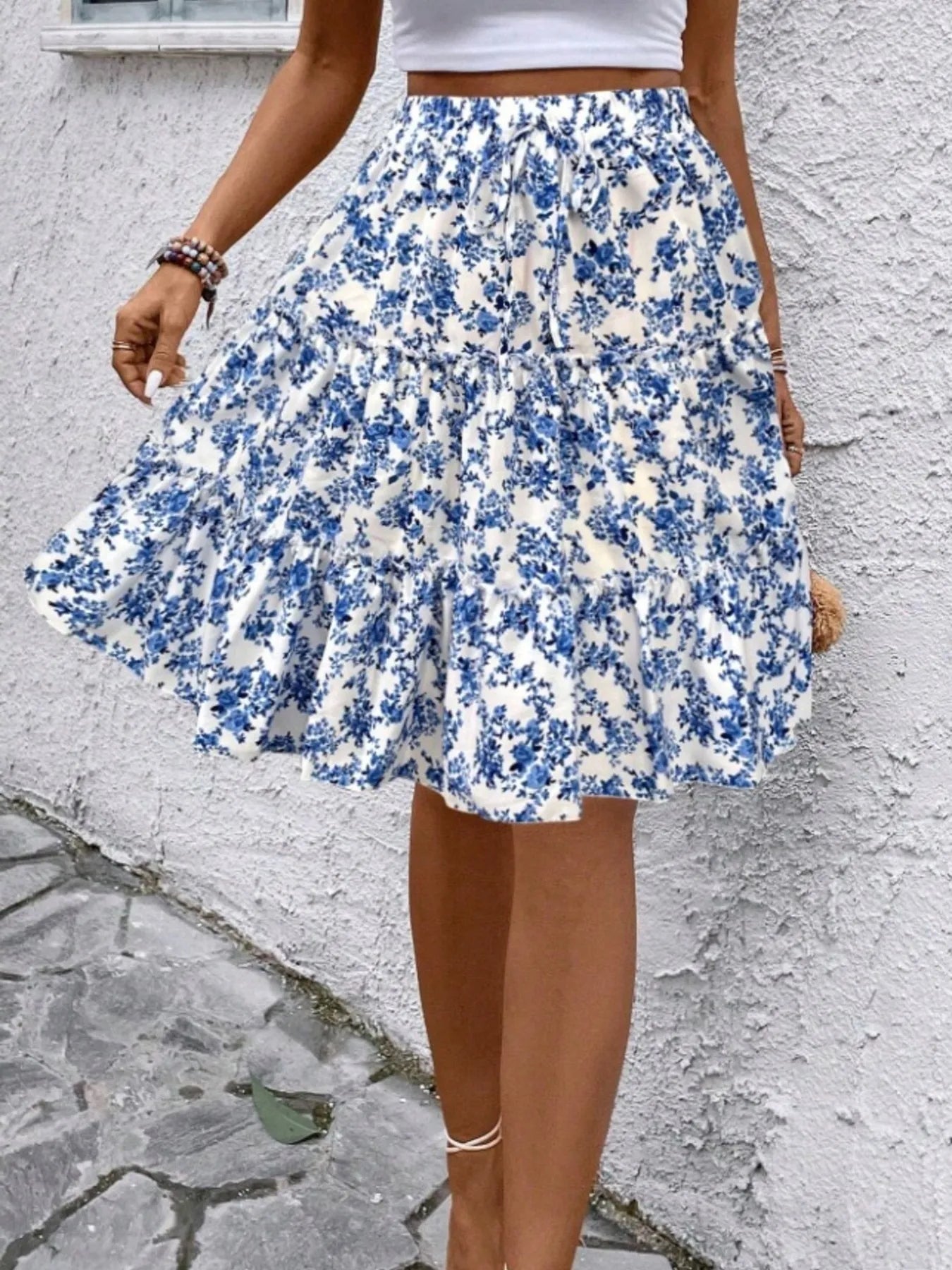 Floral Print Midi Skirt - Lookzlike