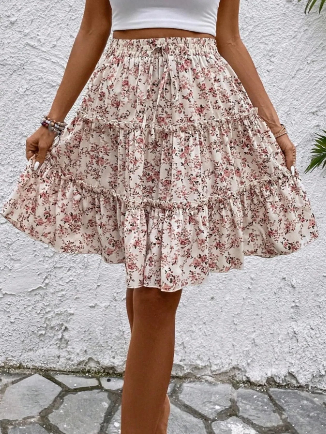 Floral Print Midi Skirt - Lookzlike