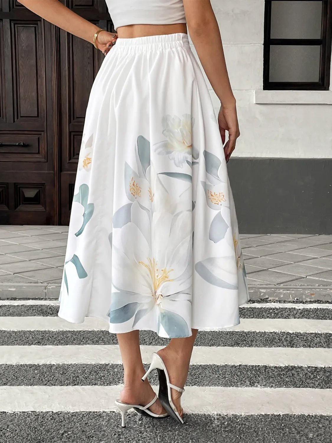 Floral Print Midi Skirt - Lookzlike
