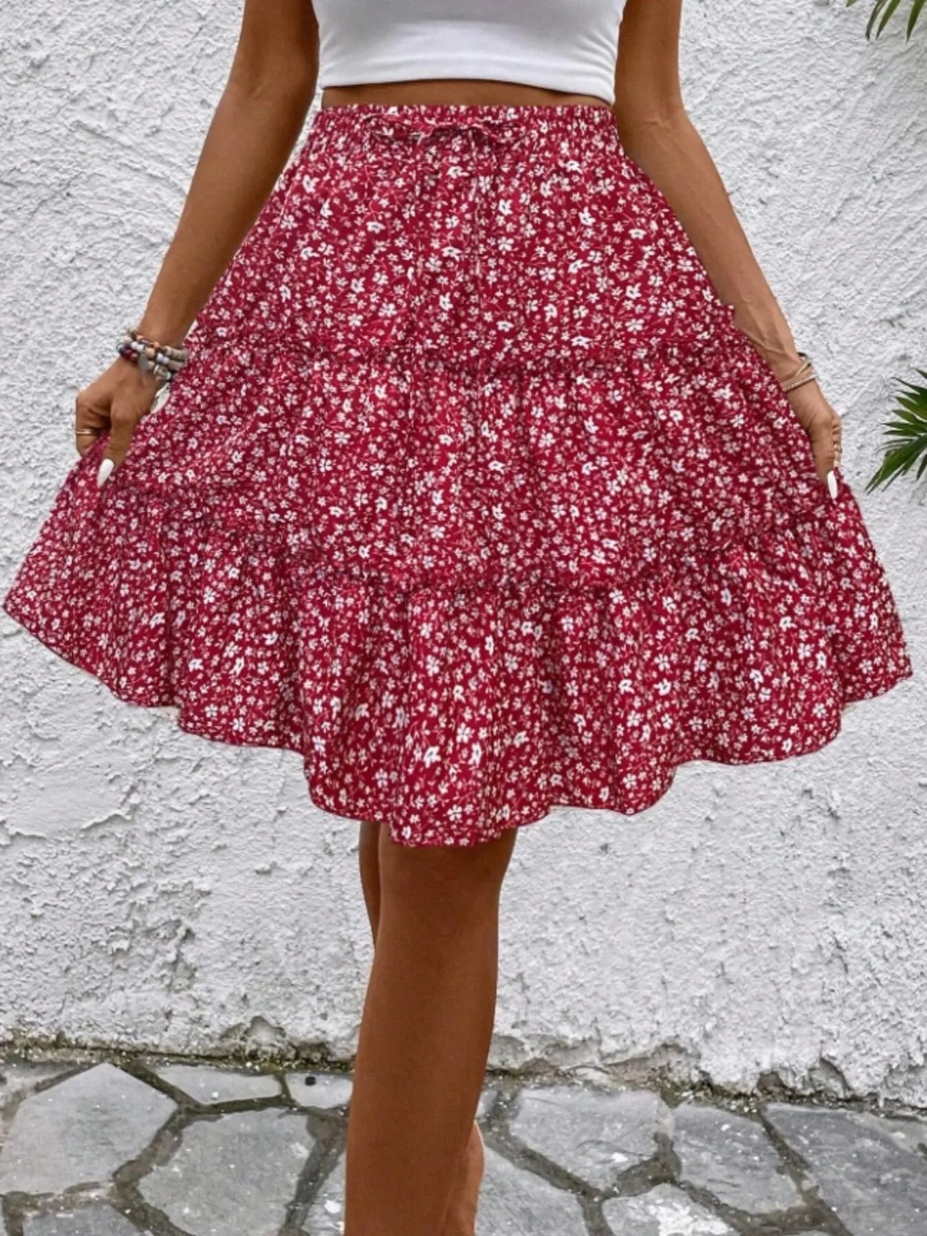 Floral Print Midi Skirt - Lookzlike