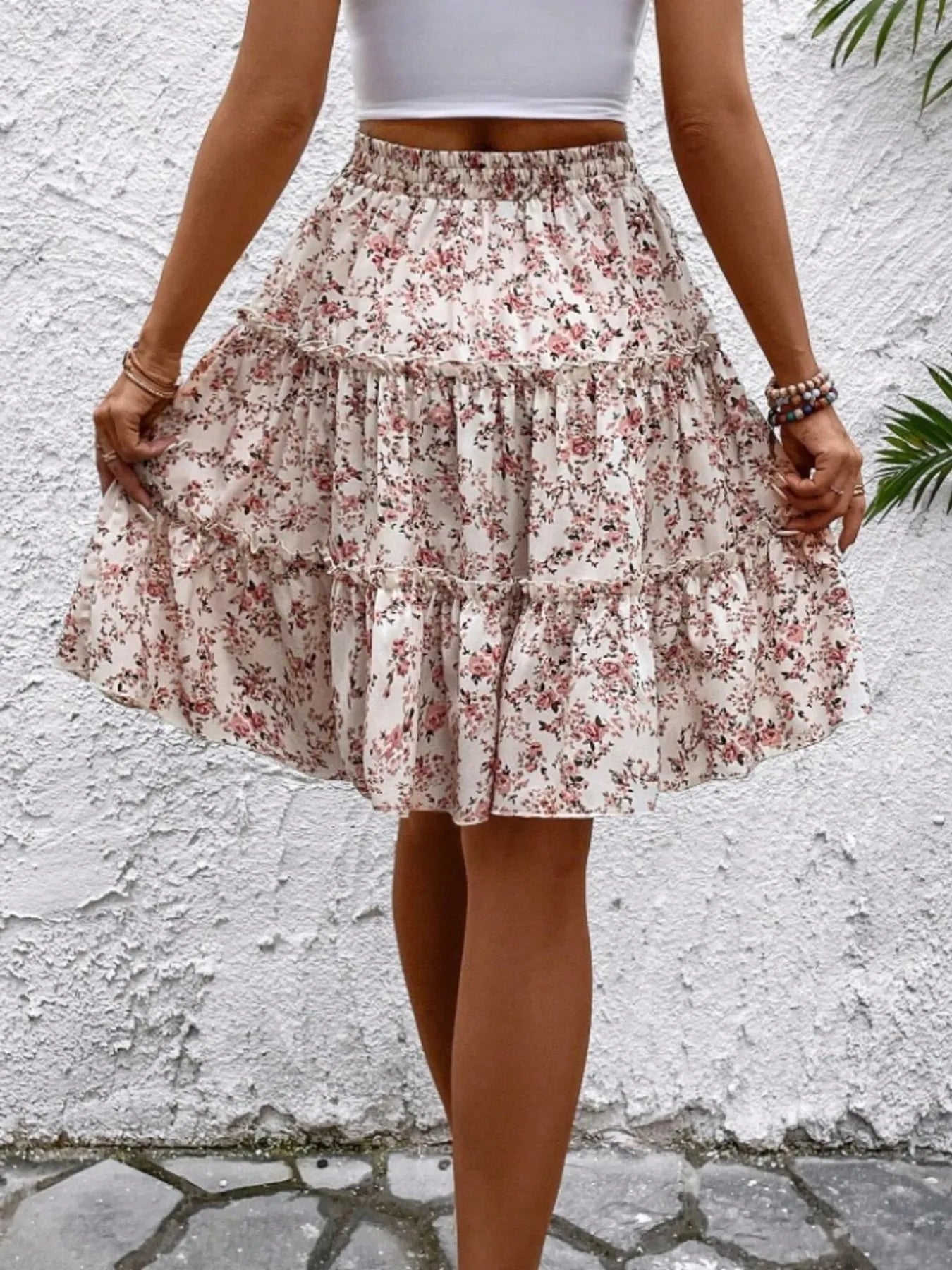 Floral Print Midi Skirt - Lookzlike