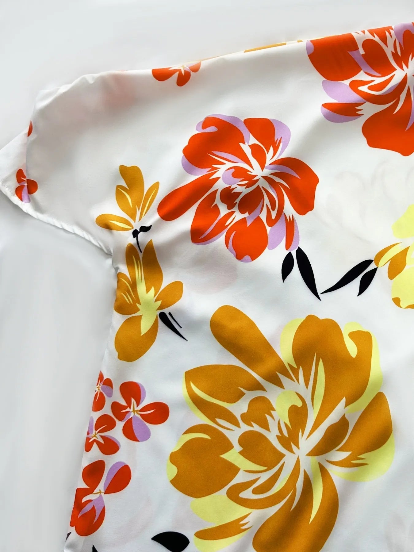 Floral Print One Shoulder Short Sleeve Blouse - Lookzlike