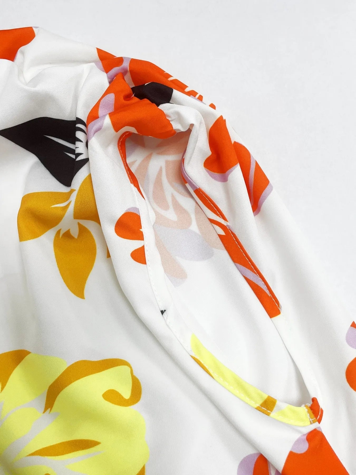 Floral Print One Shoulder Short Sleeve Blouse - Lookzlike