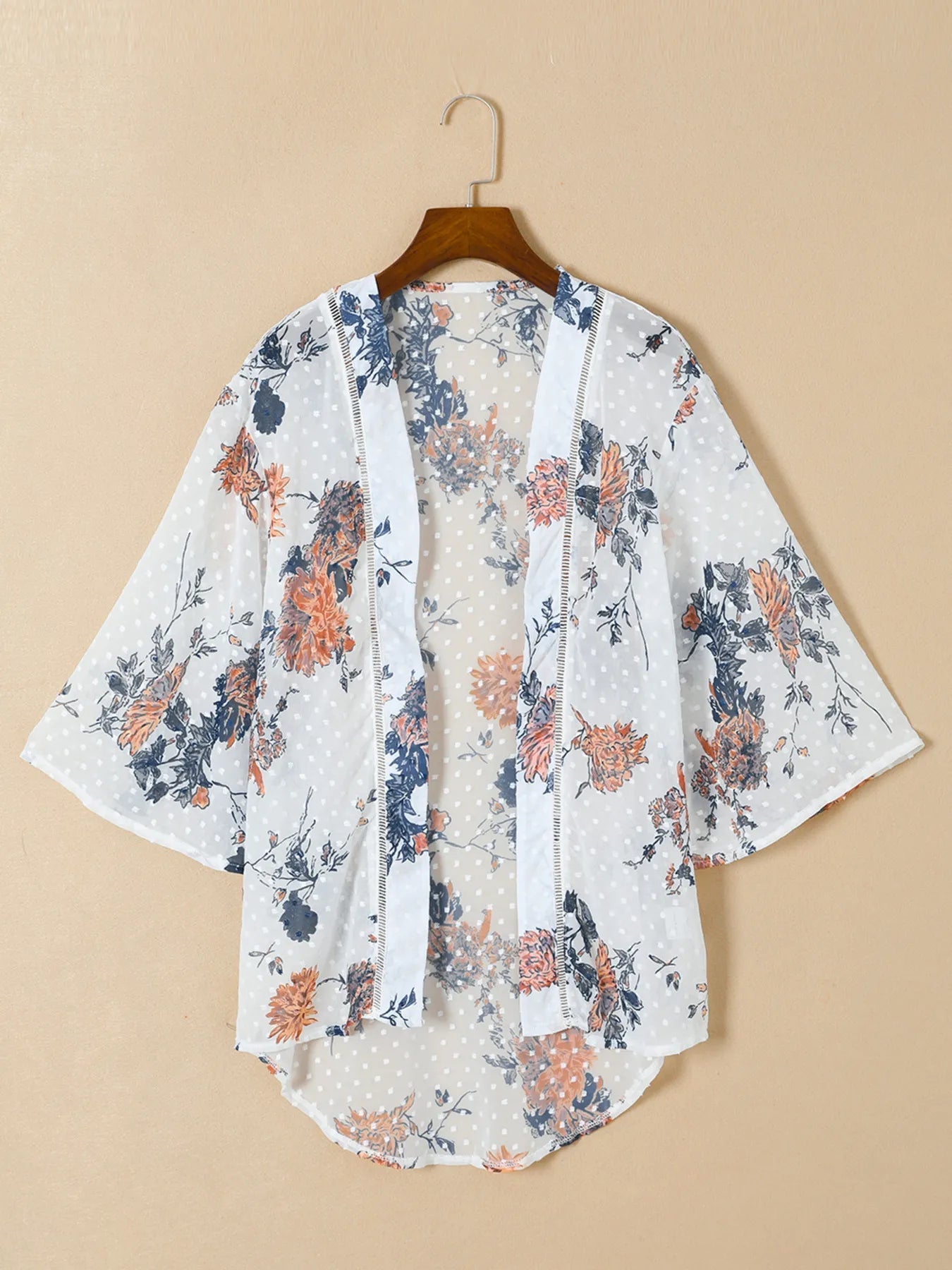 Floral Print Open Front Cover Up - Lookzlike