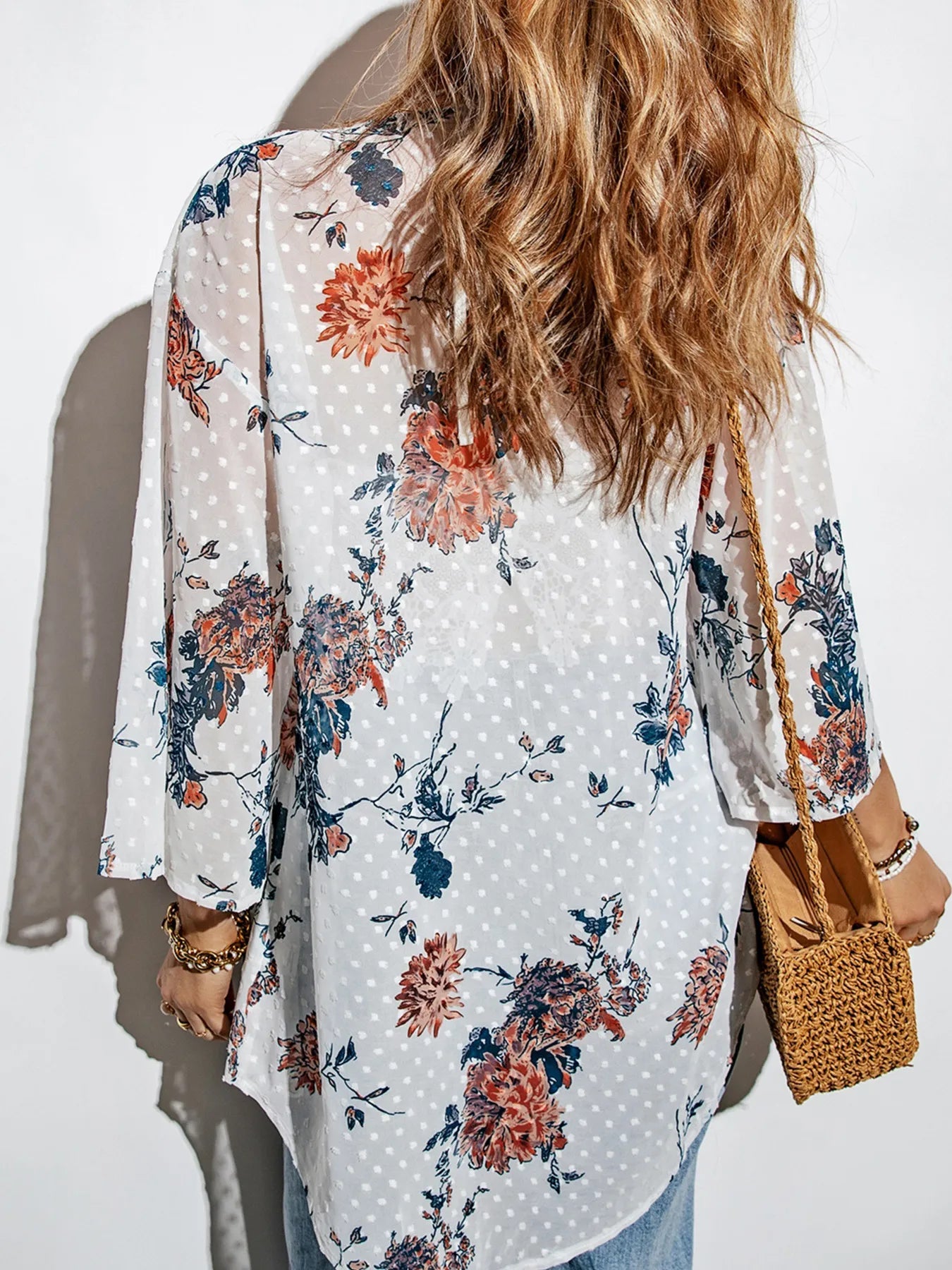 Floral Print Open Front Cover Up - Lookzlike