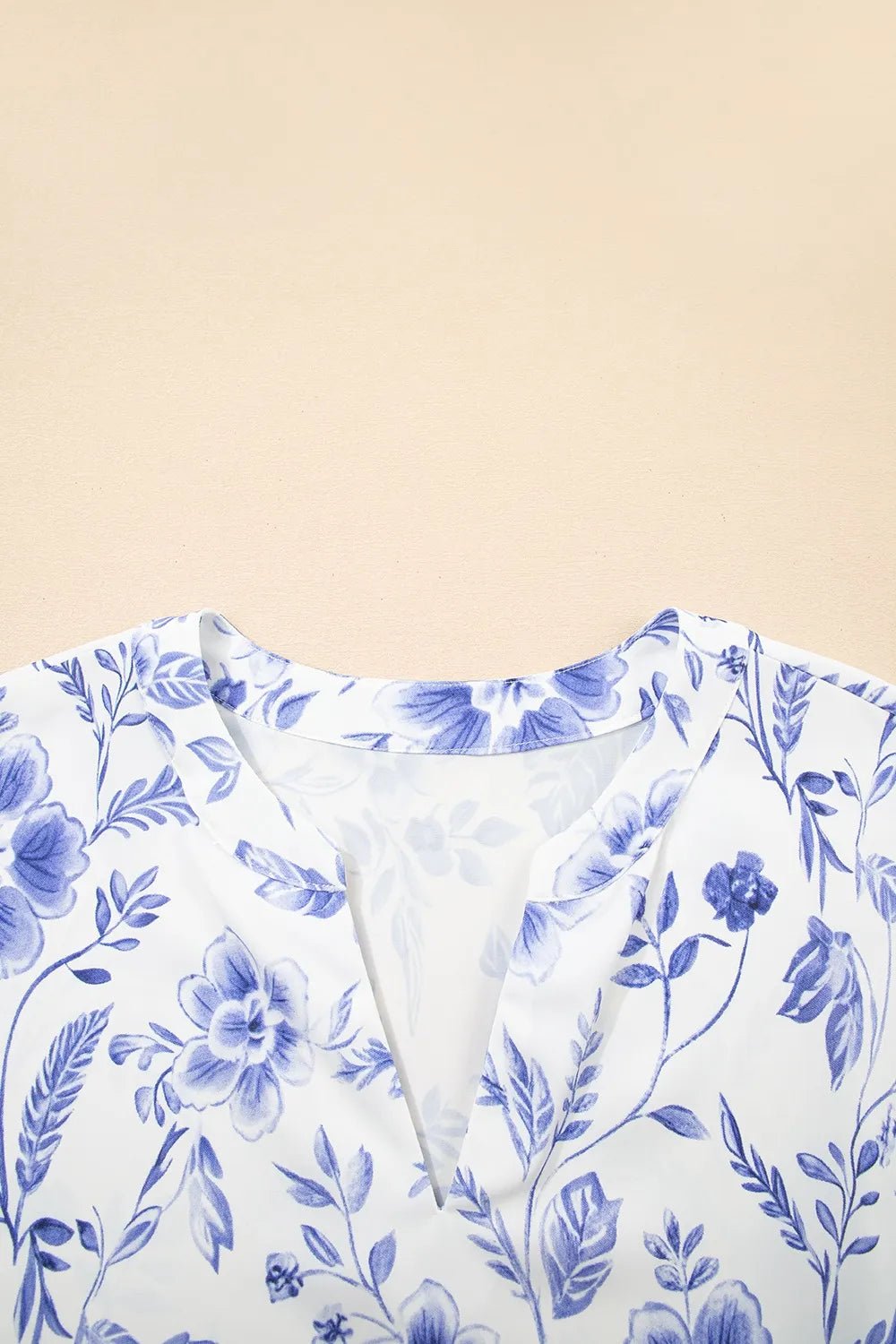 Floral Print Ricrac Trim Short Sleeve Blouse - Lookzlike