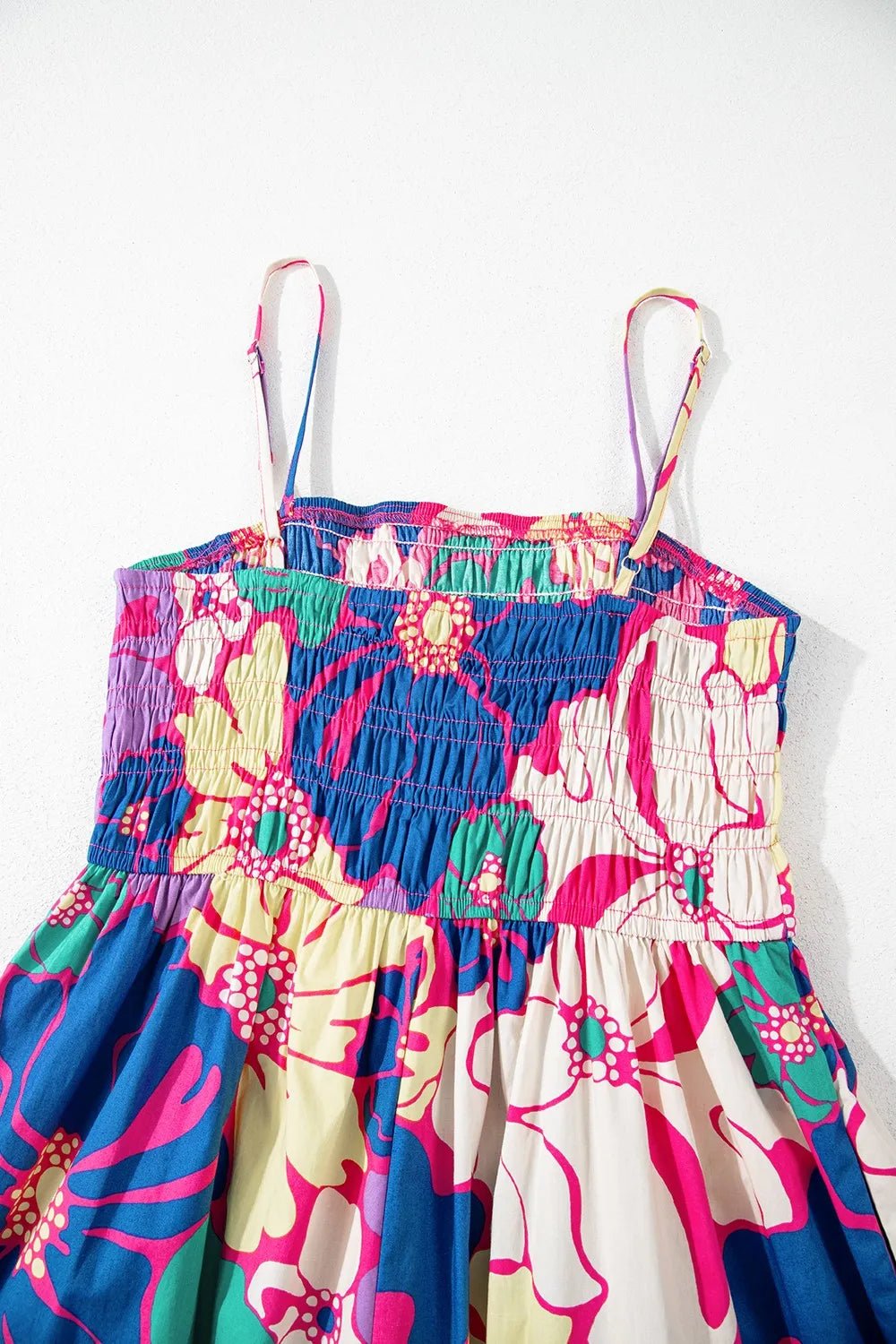 Floral Print Shirred Spaghetti Strap Loose Maxi Dress designed for comfort and style at Lookzlike