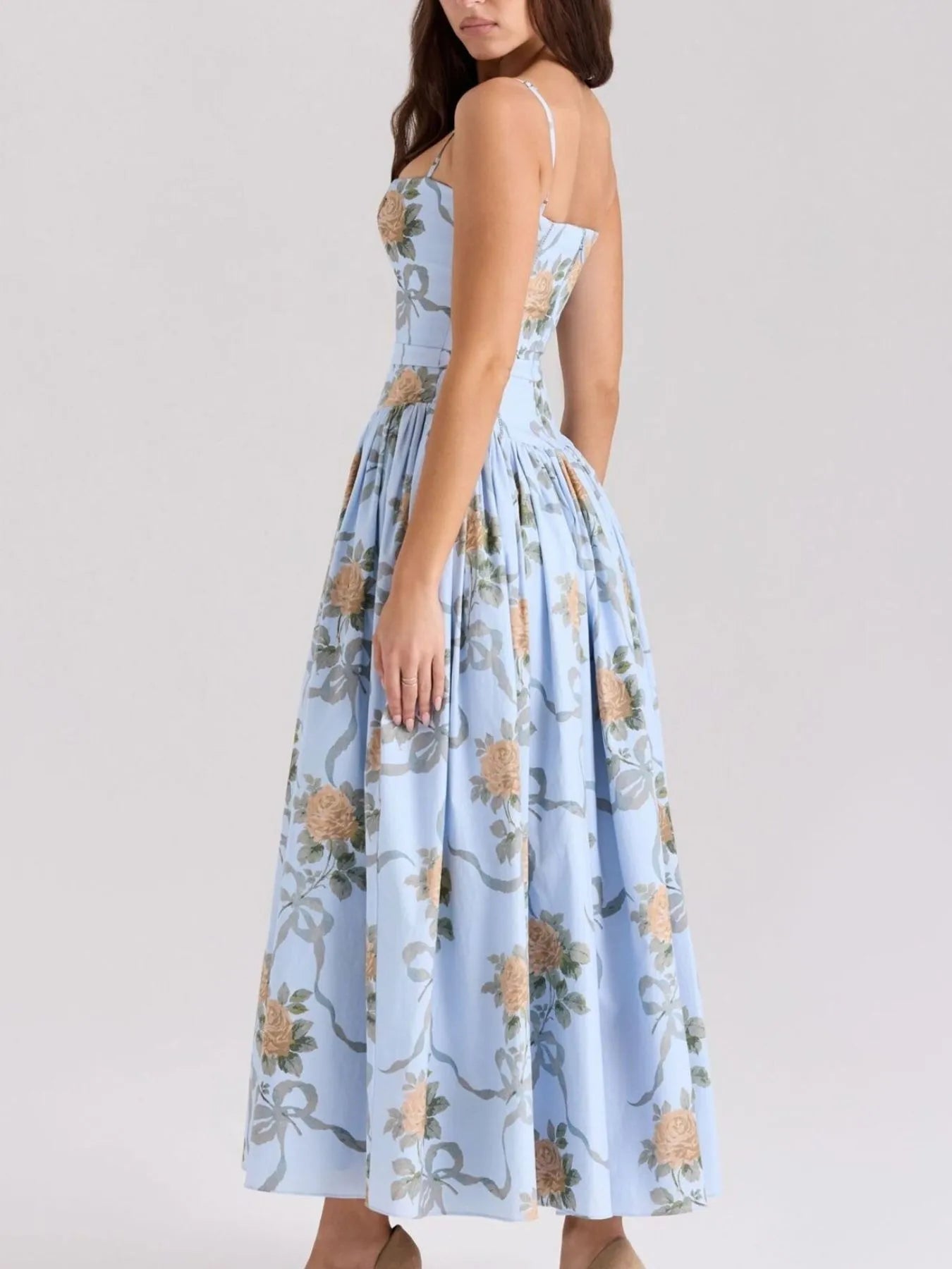 Floral Print Square Neck Cami Maxi Dress - Lookzlike