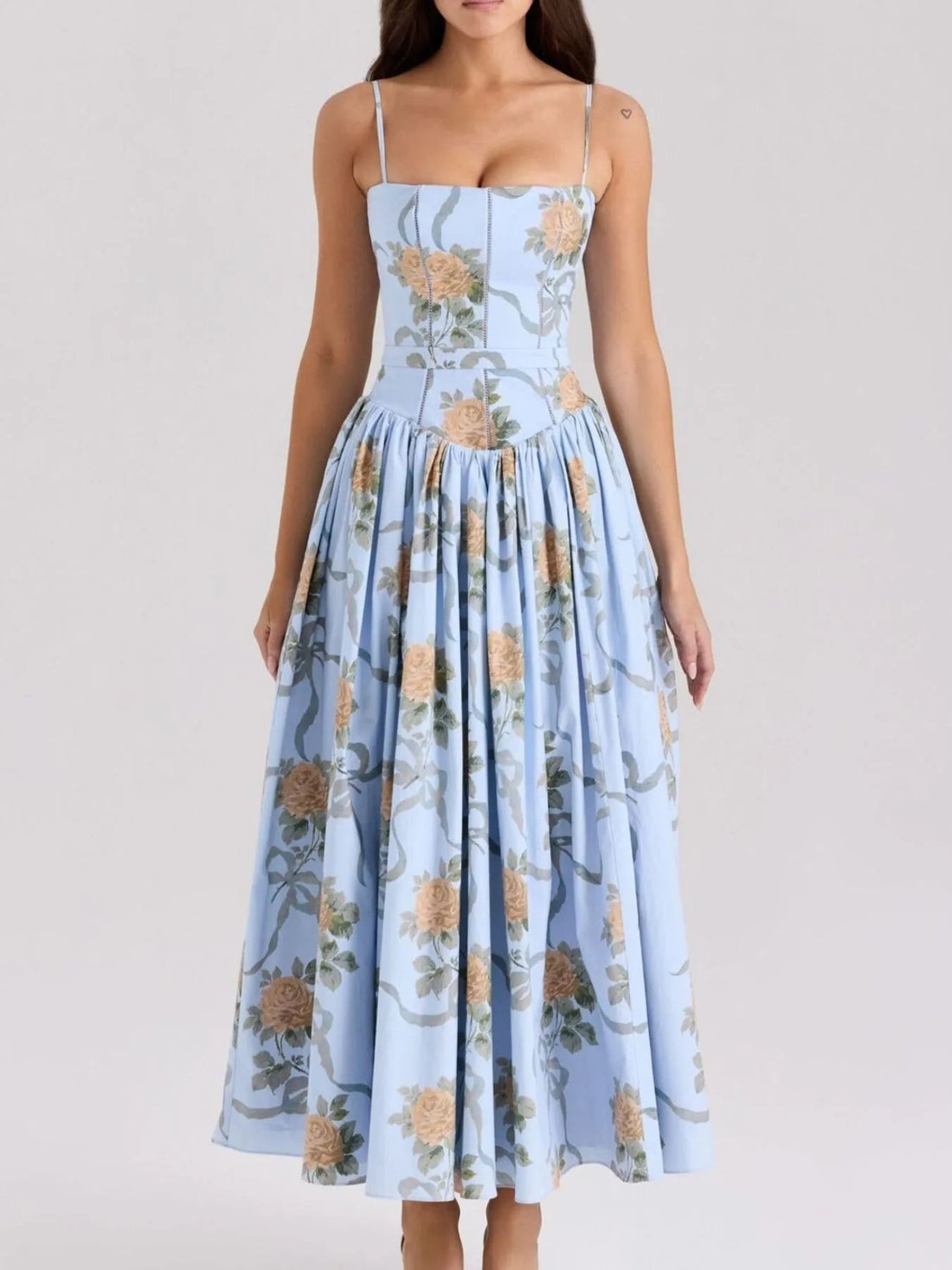 Floral Print Square Neck Cami Maxi Dress - Lookzlike