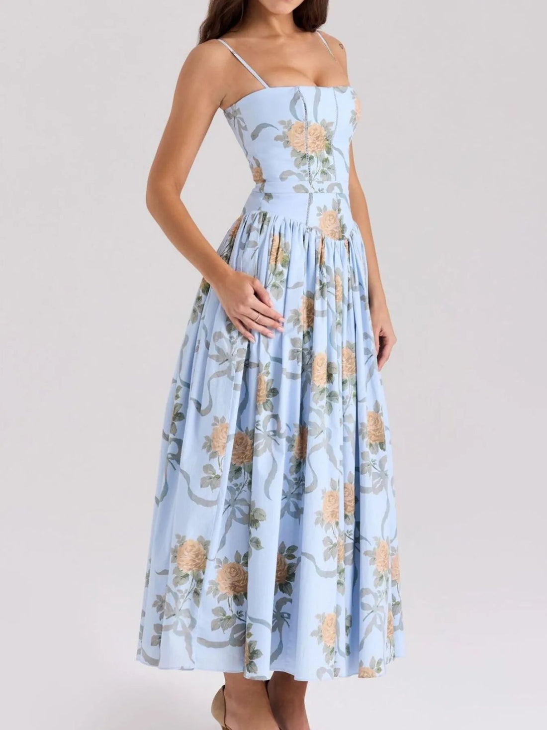 Floral Print Square Neck Cami Maxi Dress - Lookzlike