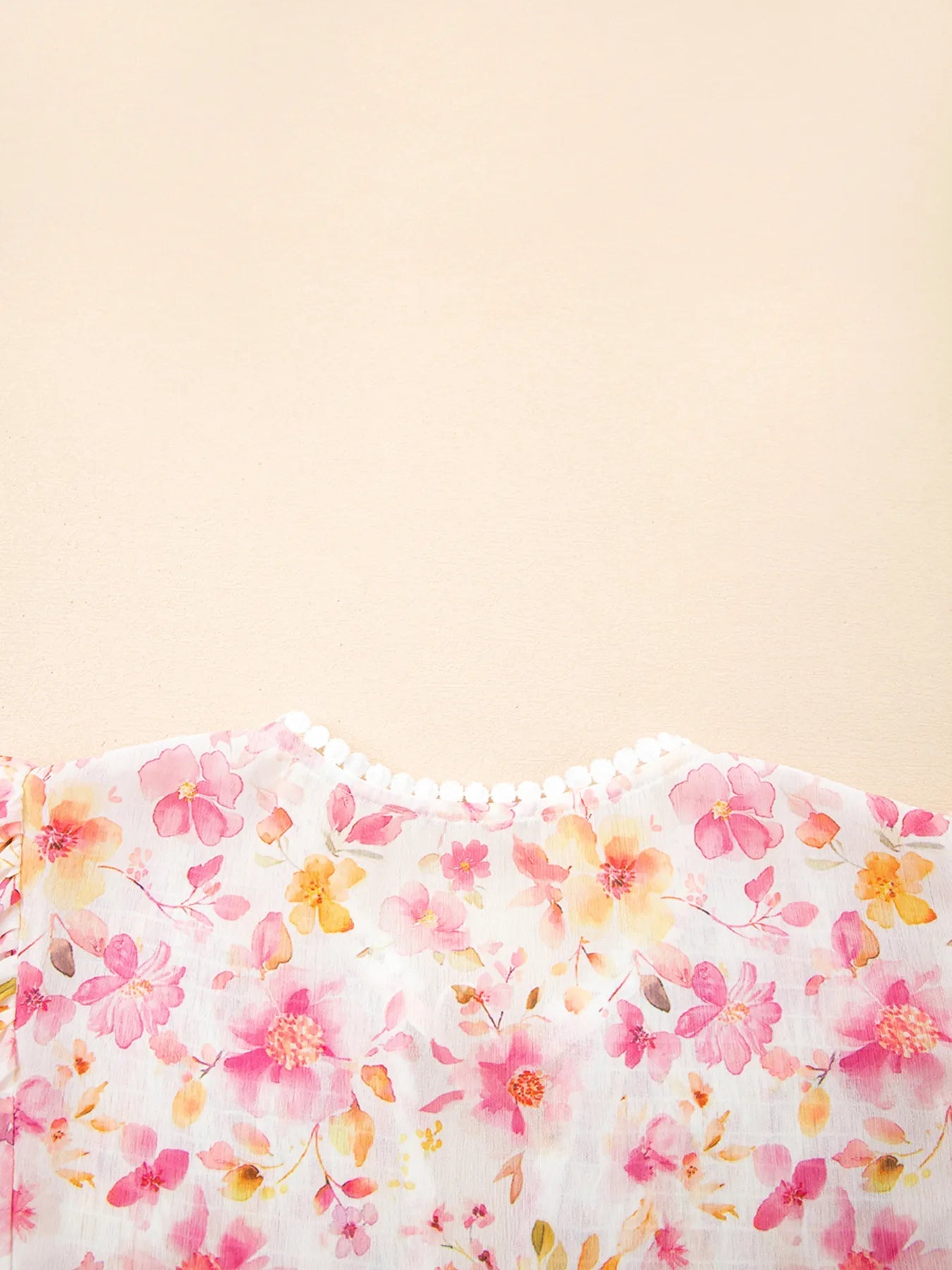 Floral Print Tassel Tie Smocked Puff Sleeve Blouse - Lookzlike