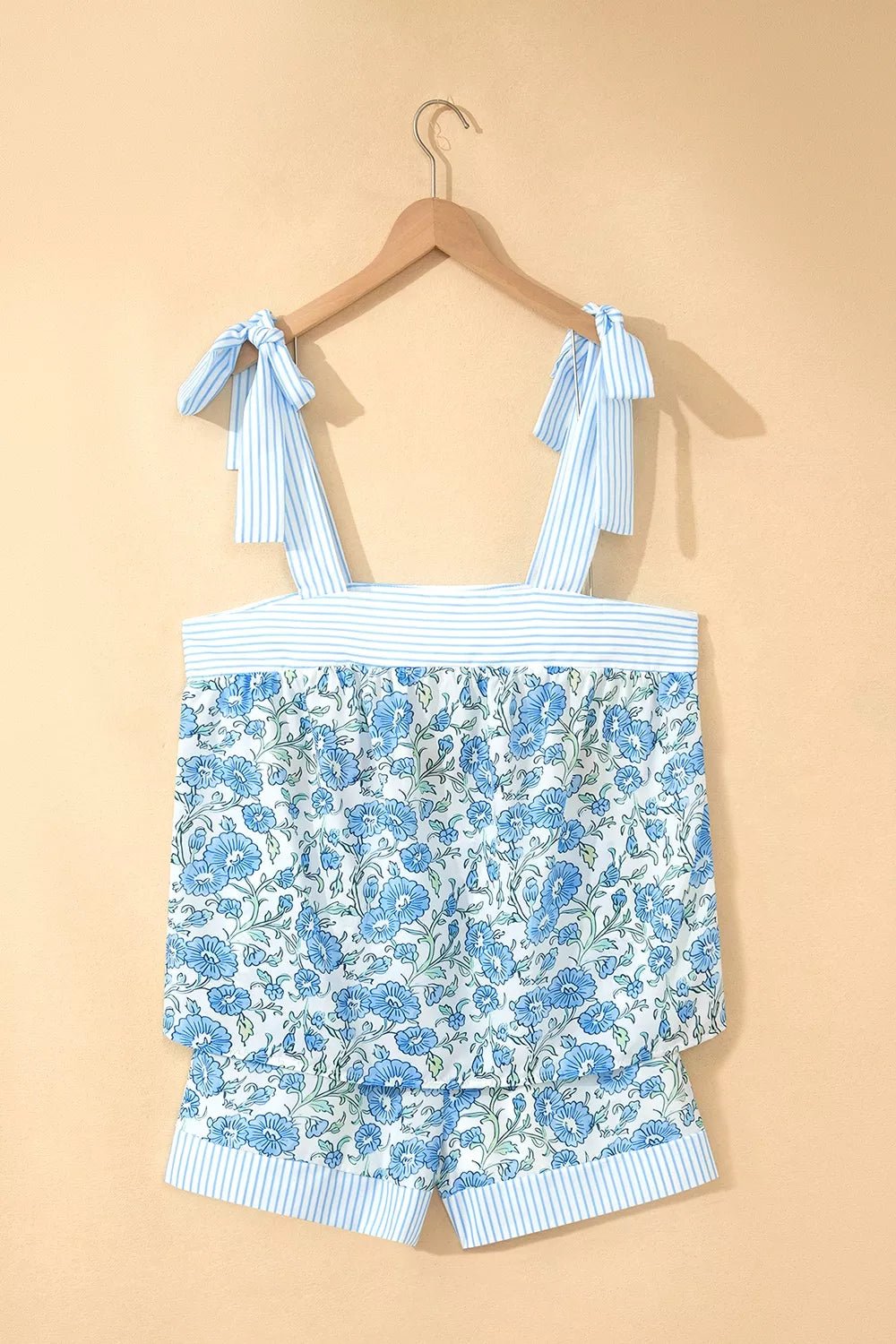 Floral Print Tie-Strap Top and Shorts Set designed for comfort and style at Lookzlike
