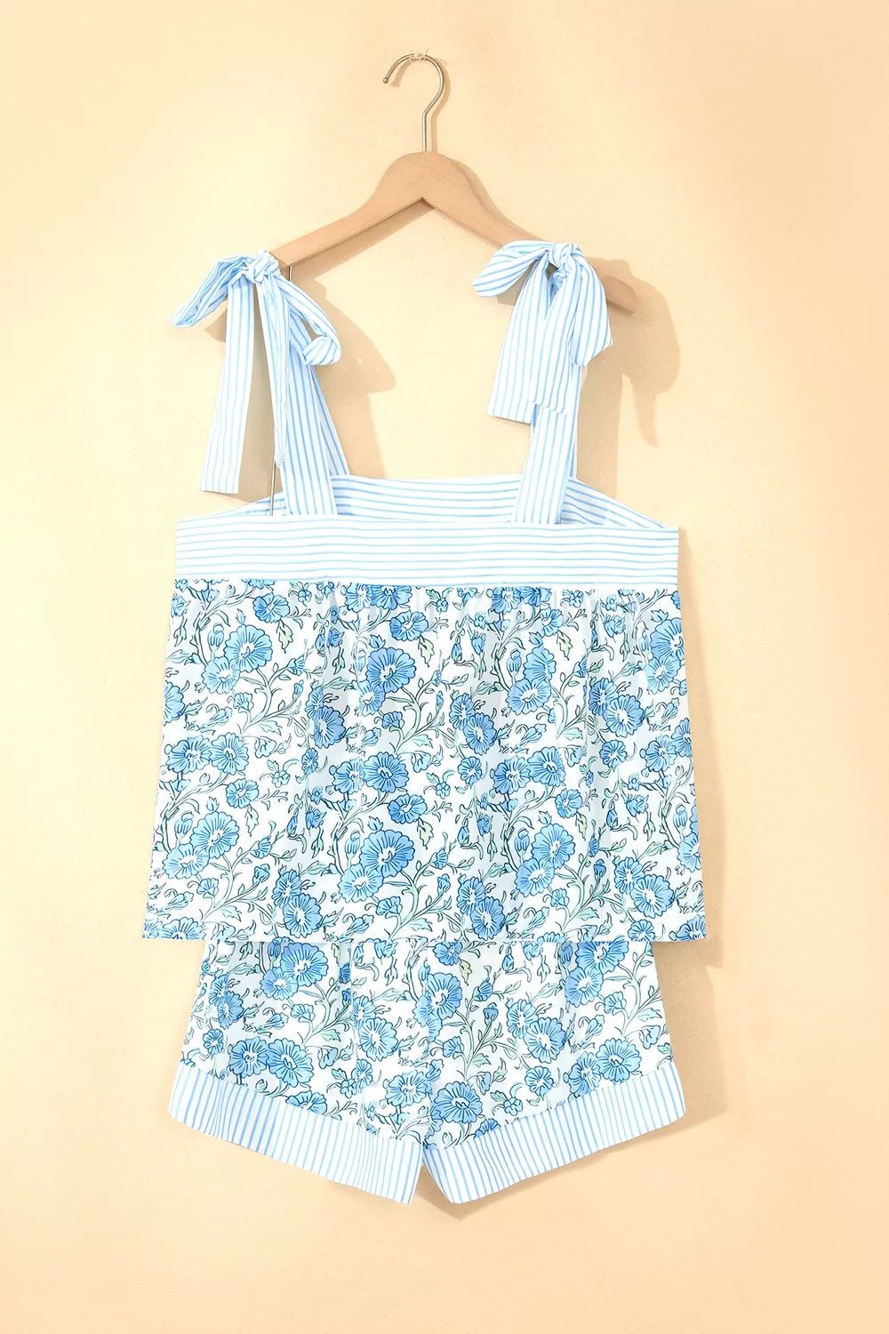 Floral Print Tie-Strap Top and Shorts Set designed for comfort and style at Lookzlike