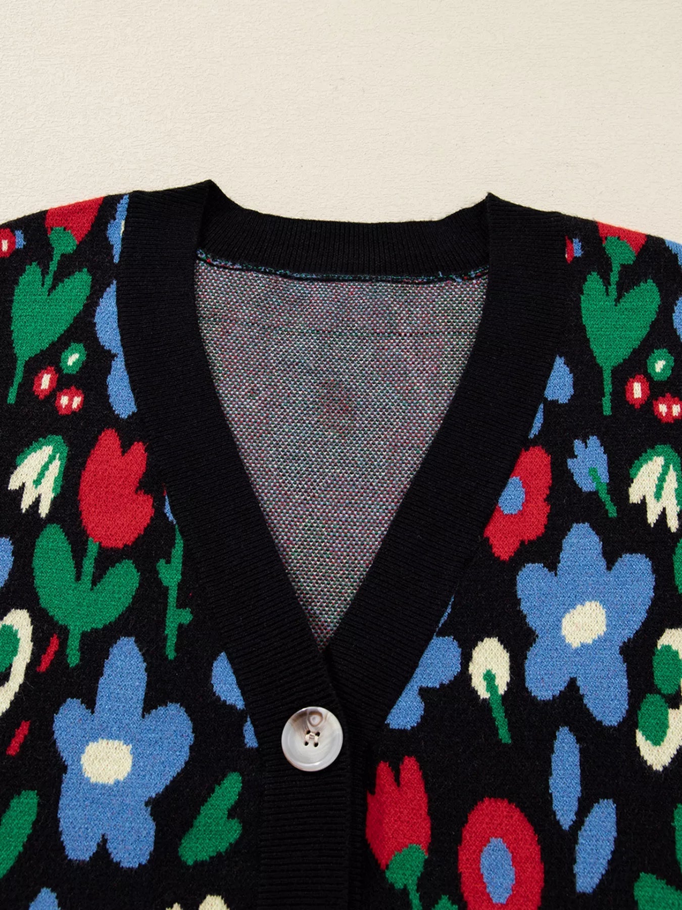Floral Print V Neck Buttoned Cardigan designed for comfort and style at Lookzlike