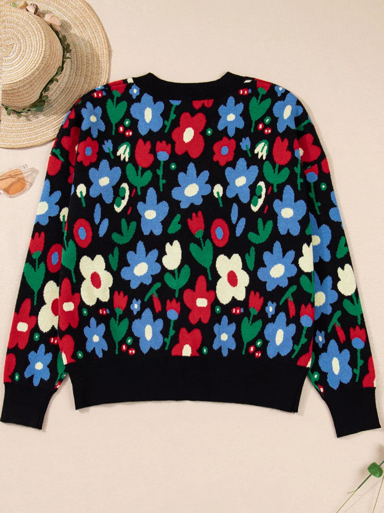 Floral Print V Neck Buttoned Cardigan designed for comfort and style at Lookzlike