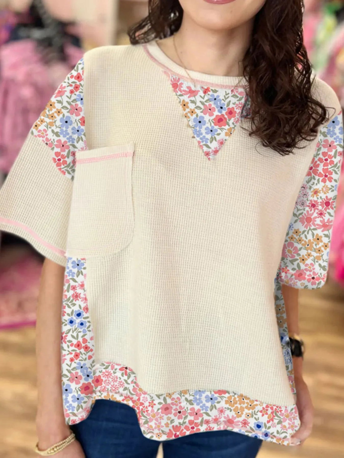 Floral Round Neck Relaxed Fit T-Shirt - Lookzlike